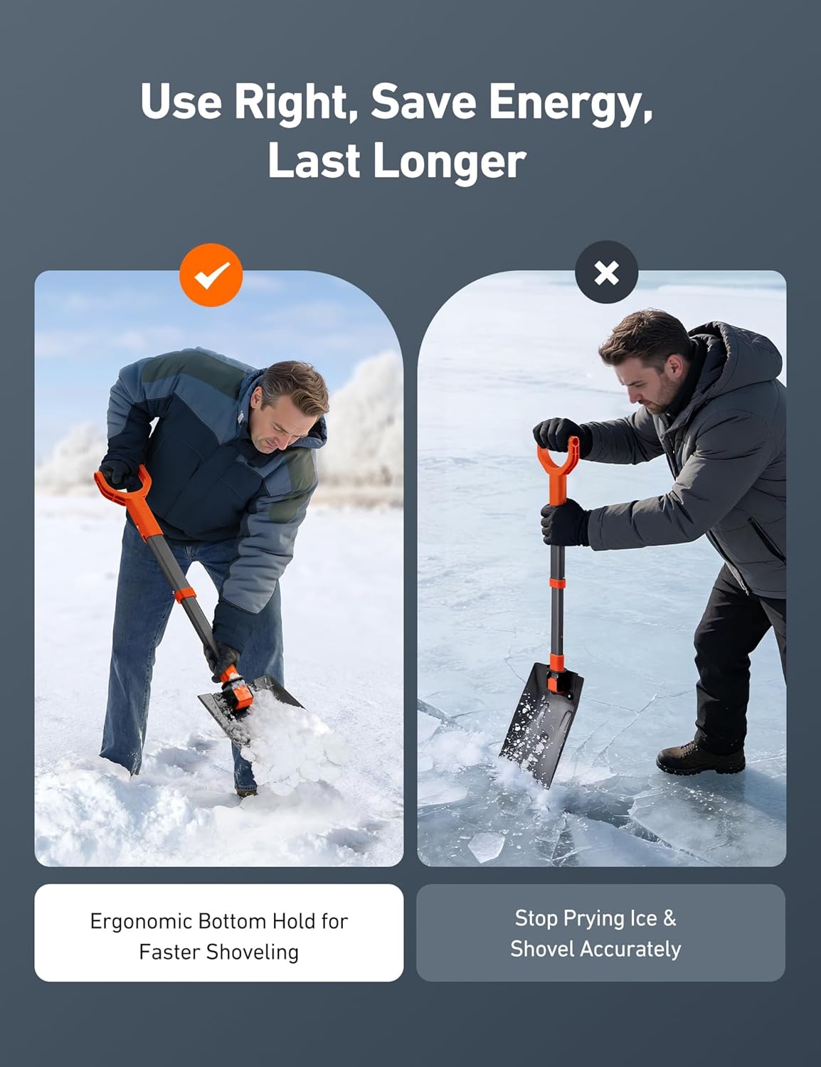 AstroAI Extendable Portable Folding Snow Shovel view 3