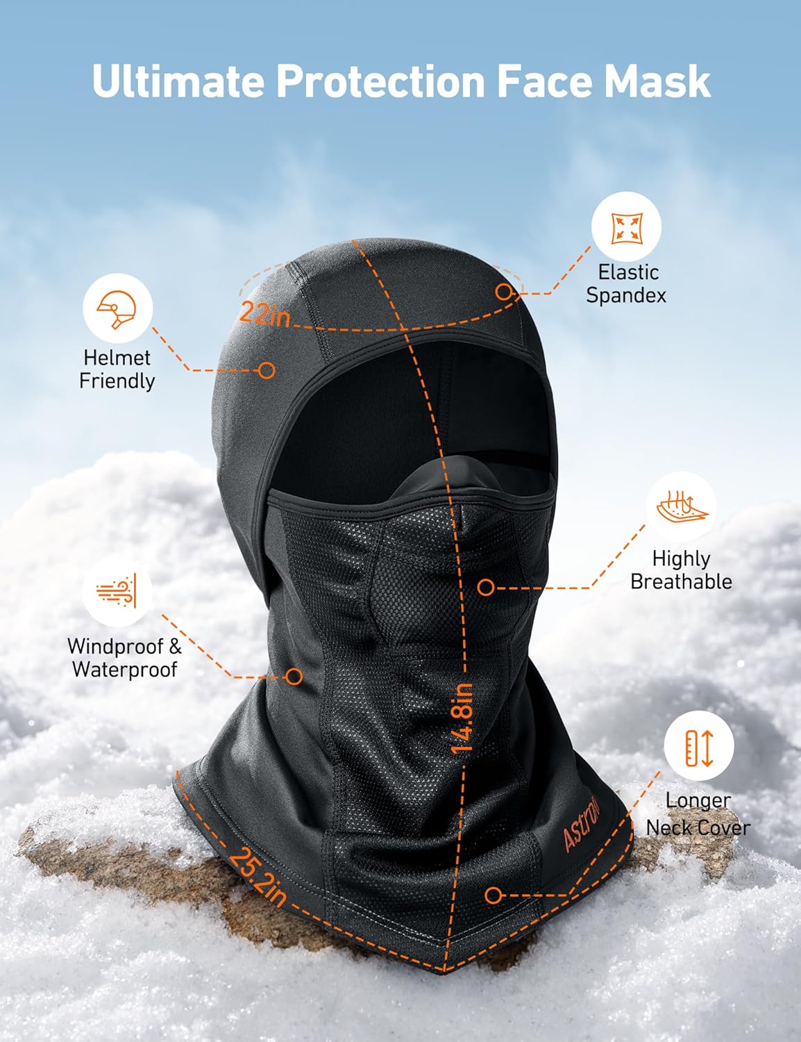 AstroAI Windproof Cold Weather Ski Balaclava Face Mask view 5