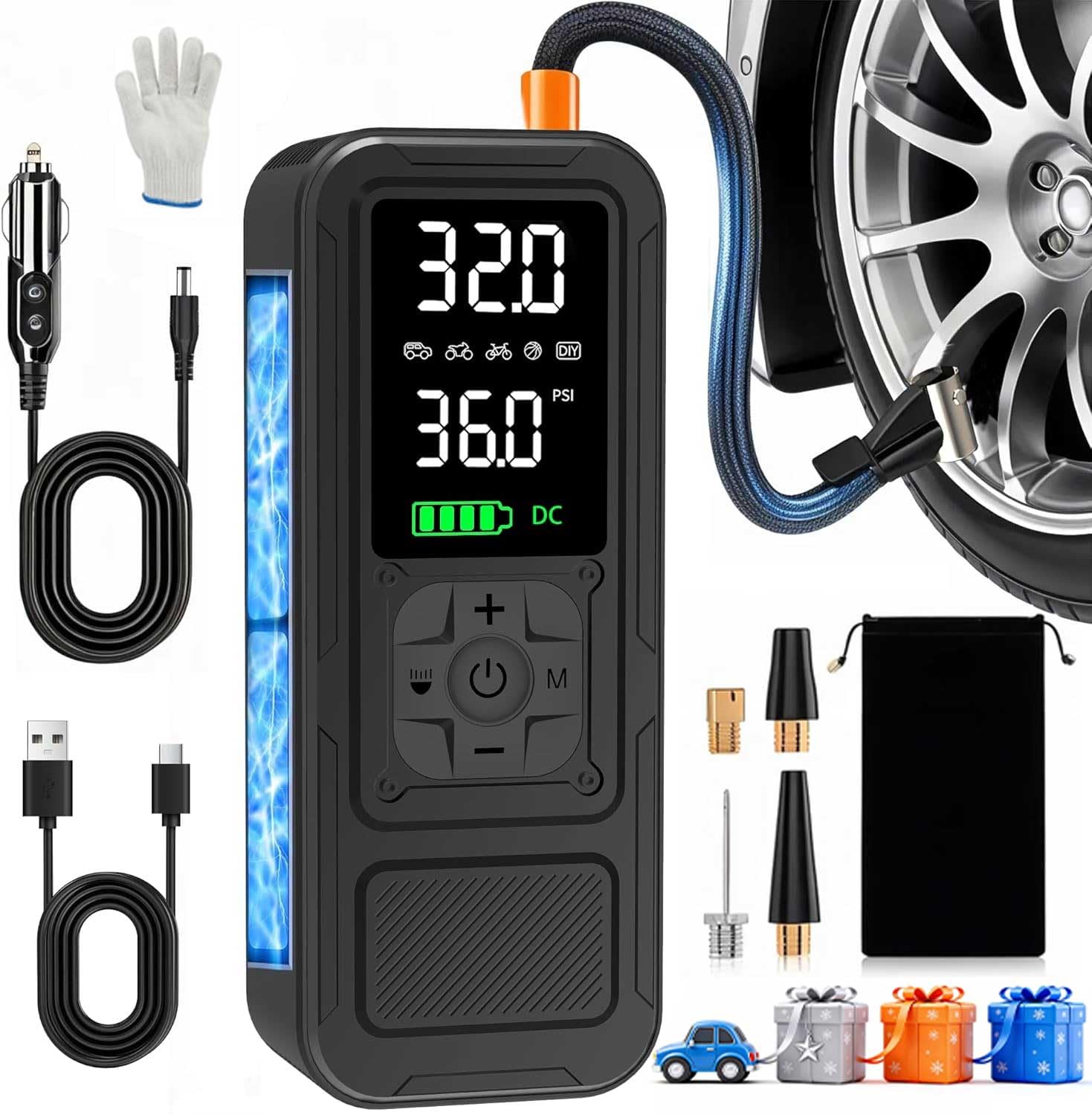 Calmara Portable Cordless 150PSI Tire Inflator for Vehicles
