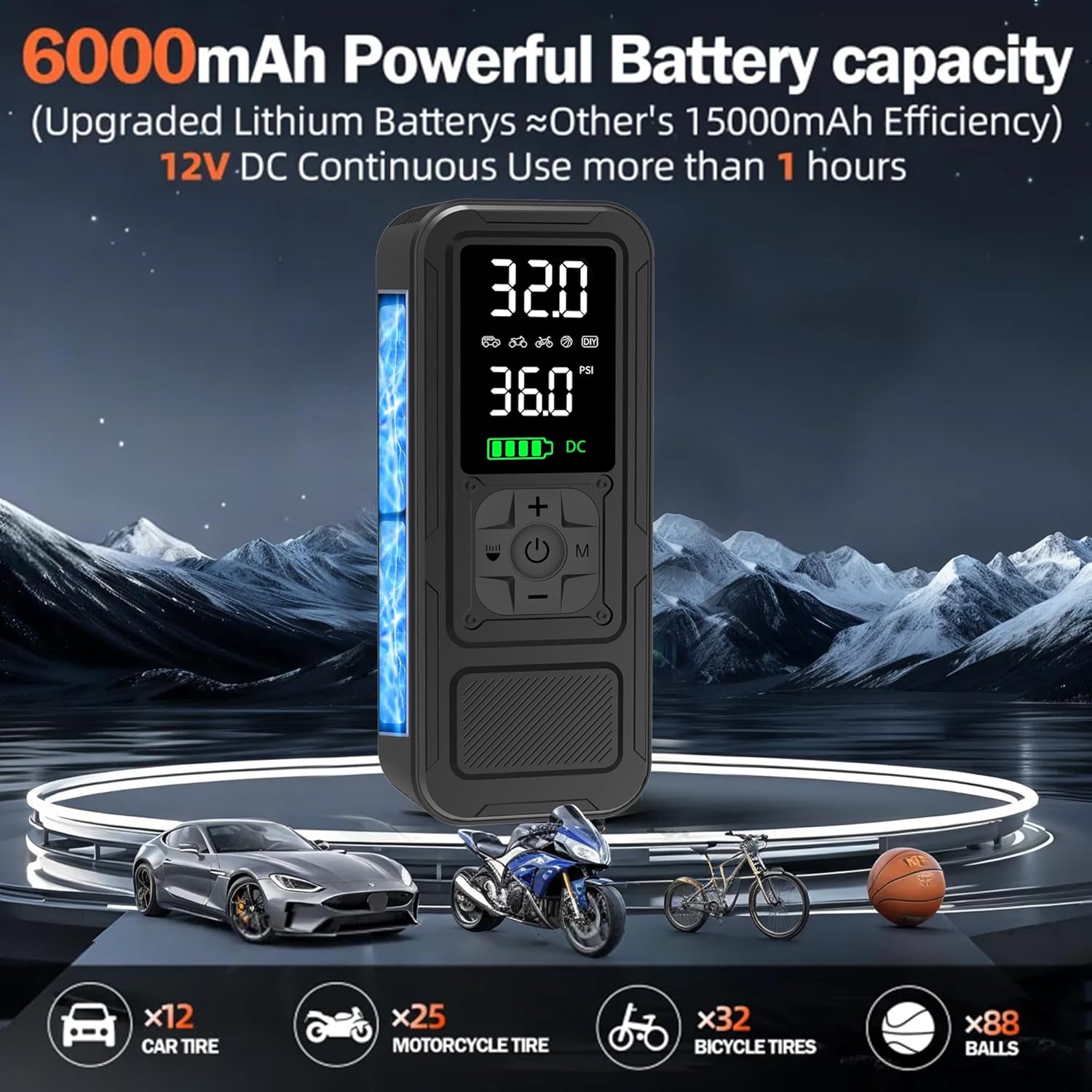 Calmara Portable Cordless 150PSI Tire Inflator for Vehicles view 3