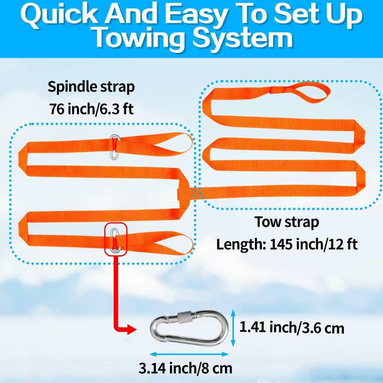 GHZFTIEE 19ft 4400lb Snowmobile & ATV Tow Straps view 2