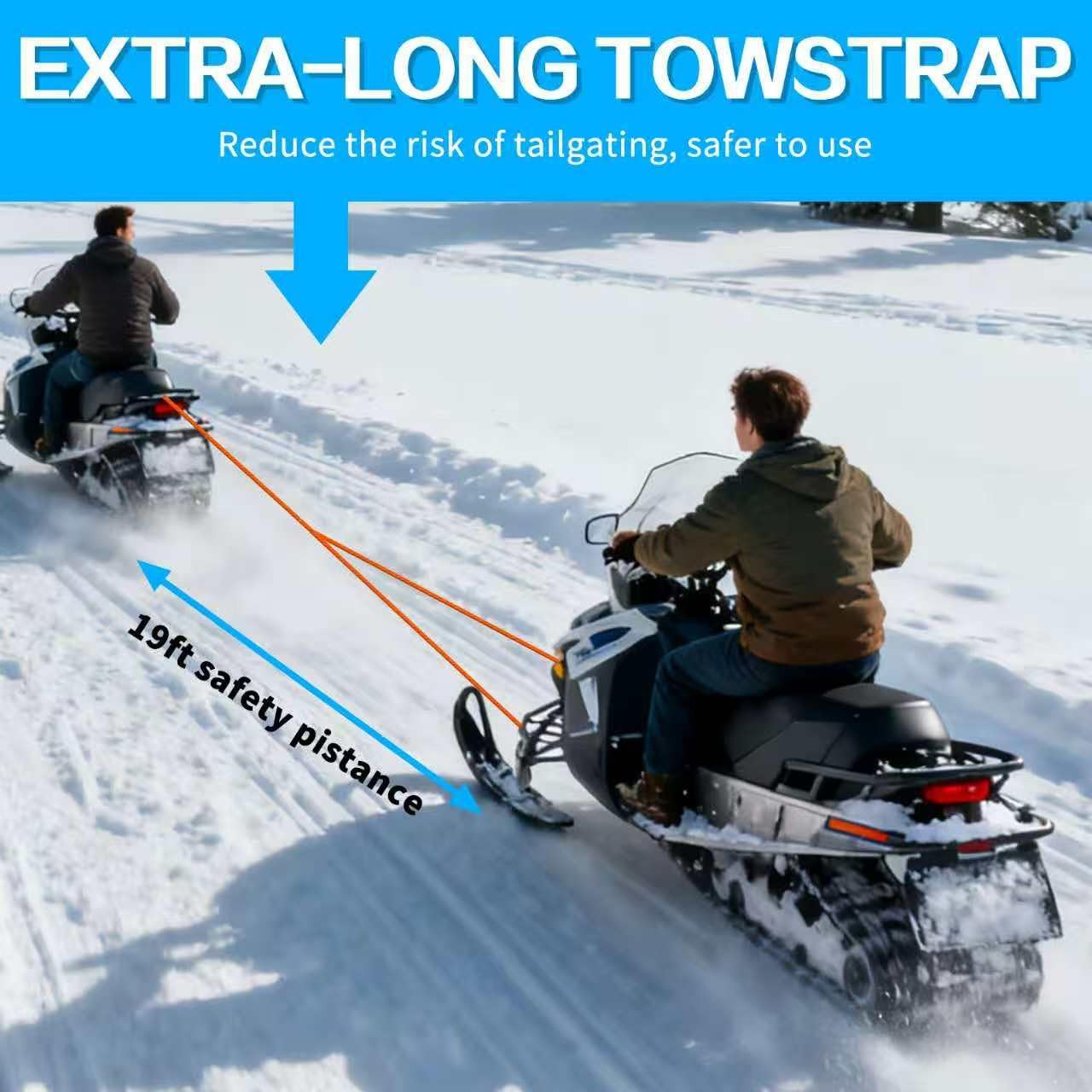 GHZFTIEE 19ft 4400lb Snowmobile & ATV Tow Straps view 3