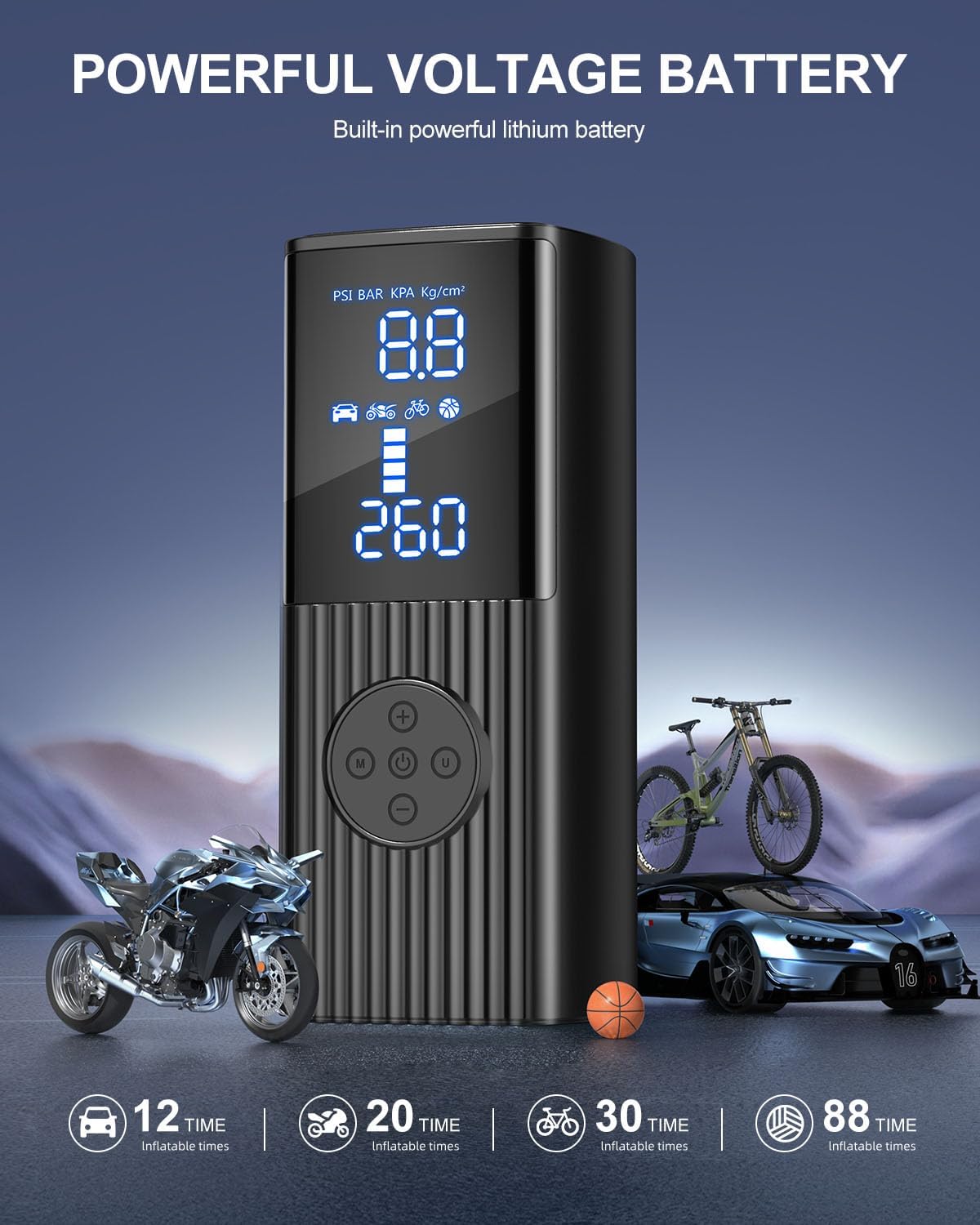 Hafuloky Portable Cordless 180PSI Tire Inflator view 3