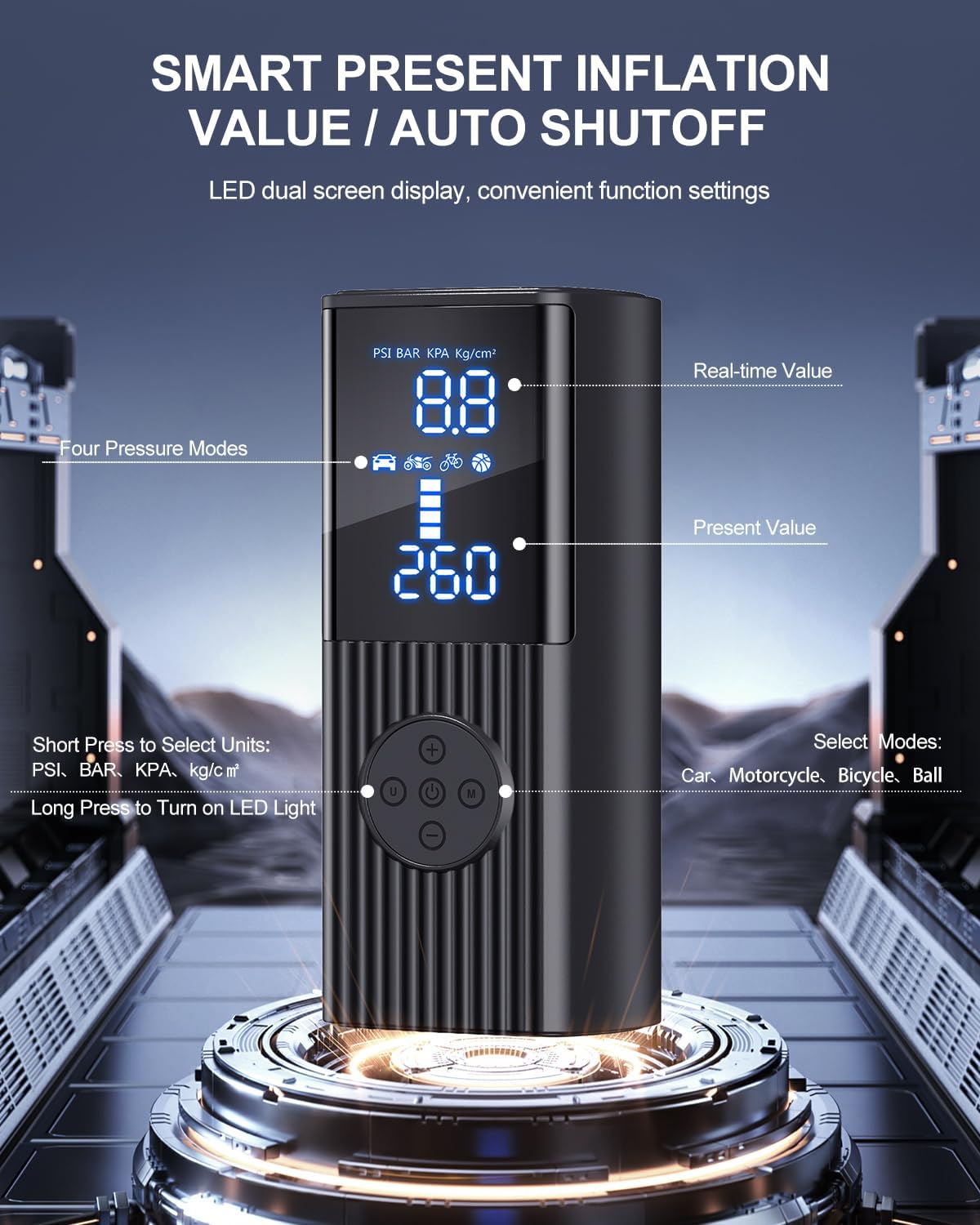 Hafuloky Portable Cordless 180PSI Tire Inflator view 4