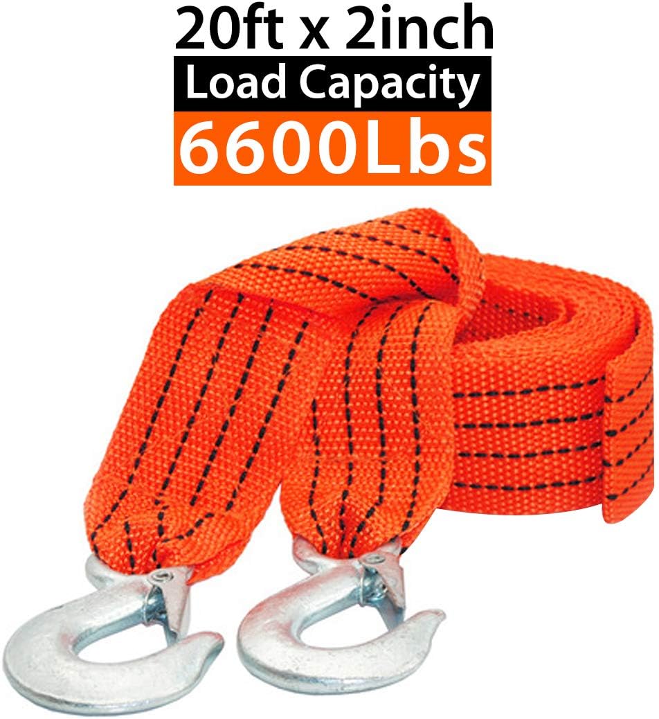 JCHL 2in x 20ft 10,000lb Tow Recovery Strap w/ Hooks view 3