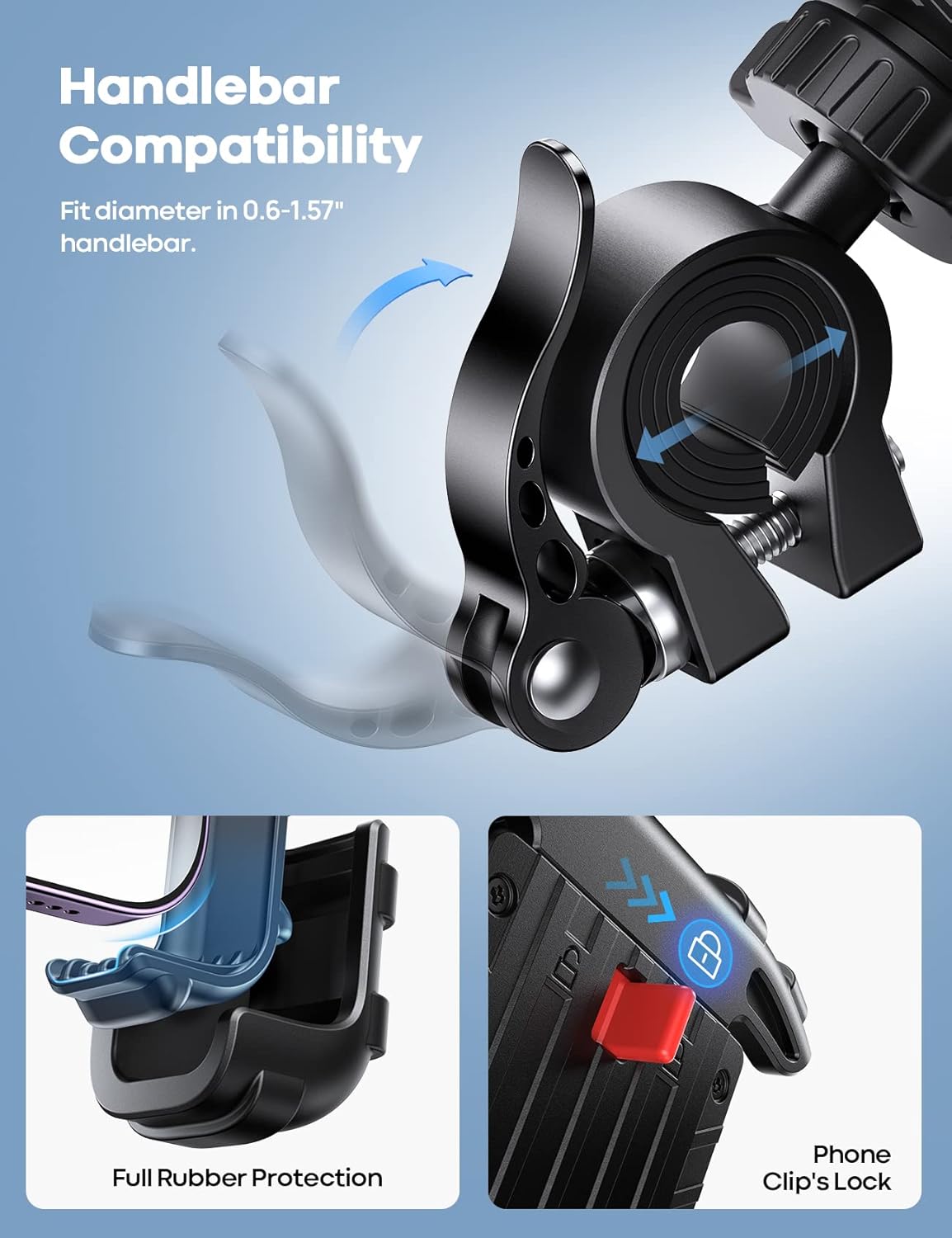 Lamicall Bike & Motorcycle Handlebar Phone Mount - 5