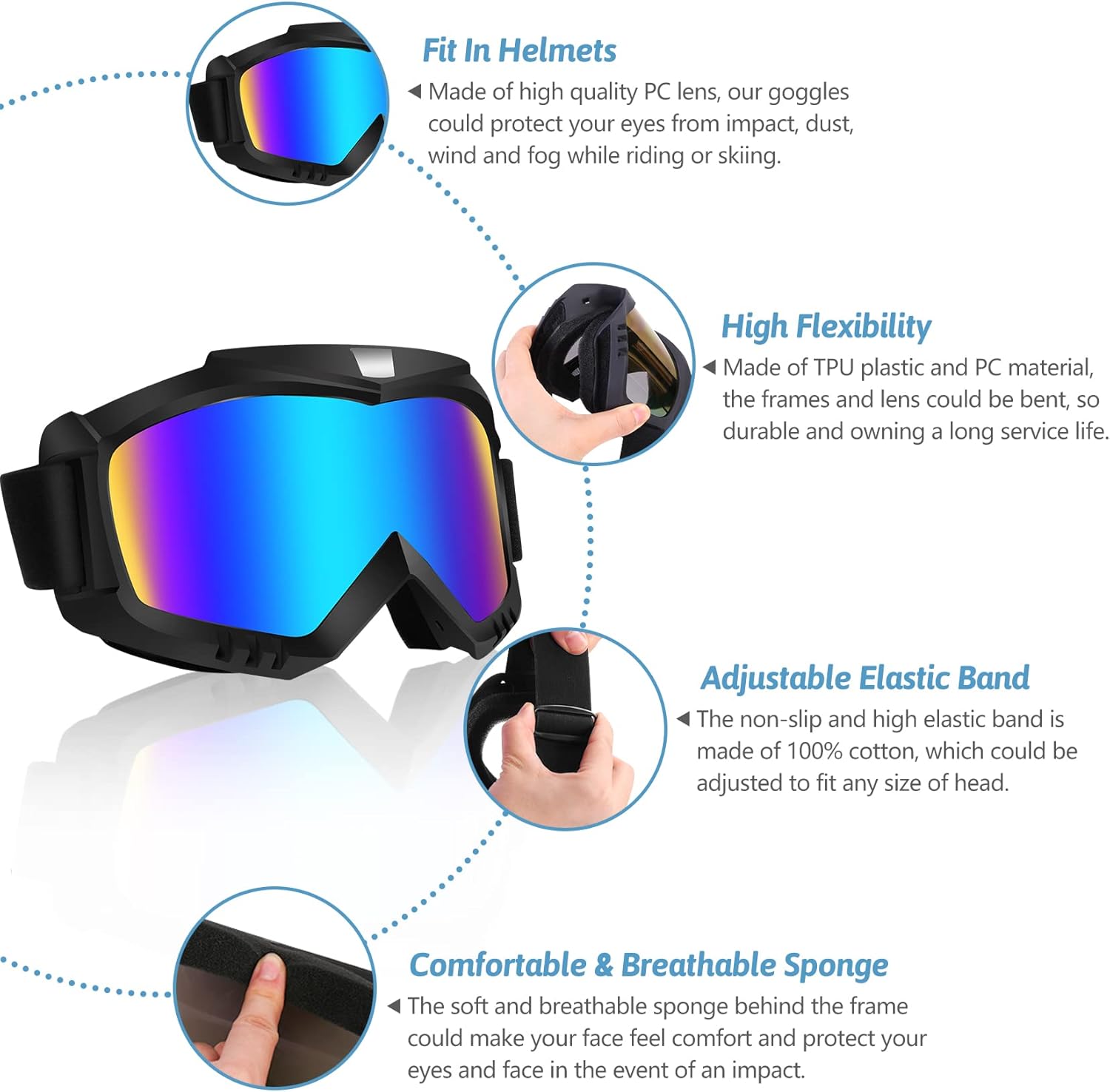Lievermo Dirt Bike, ATV, Snowmobile & Motorcycle Goggles view 2