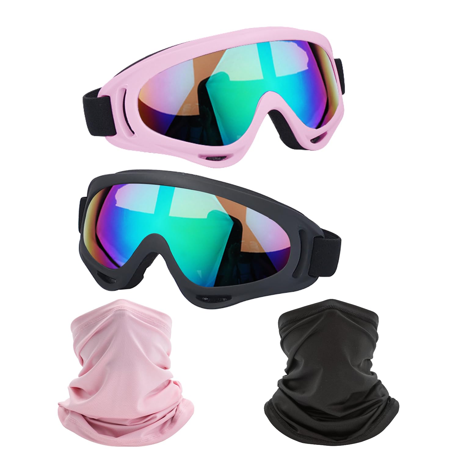 LJDJ Motorcycle Goggles & Neck Bandana Mask 2-Pack