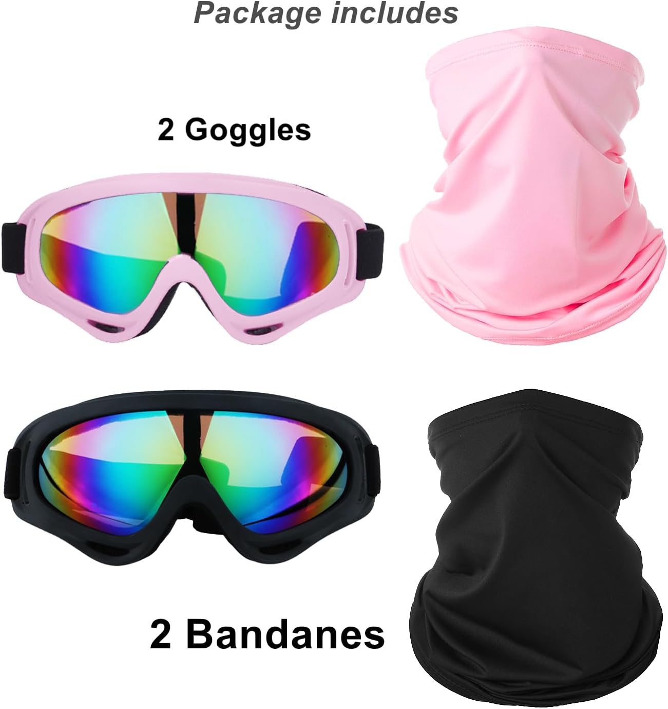 LJDJ Motorcycle Goggles & Neck Bandana Mask 2-Pack view 5
