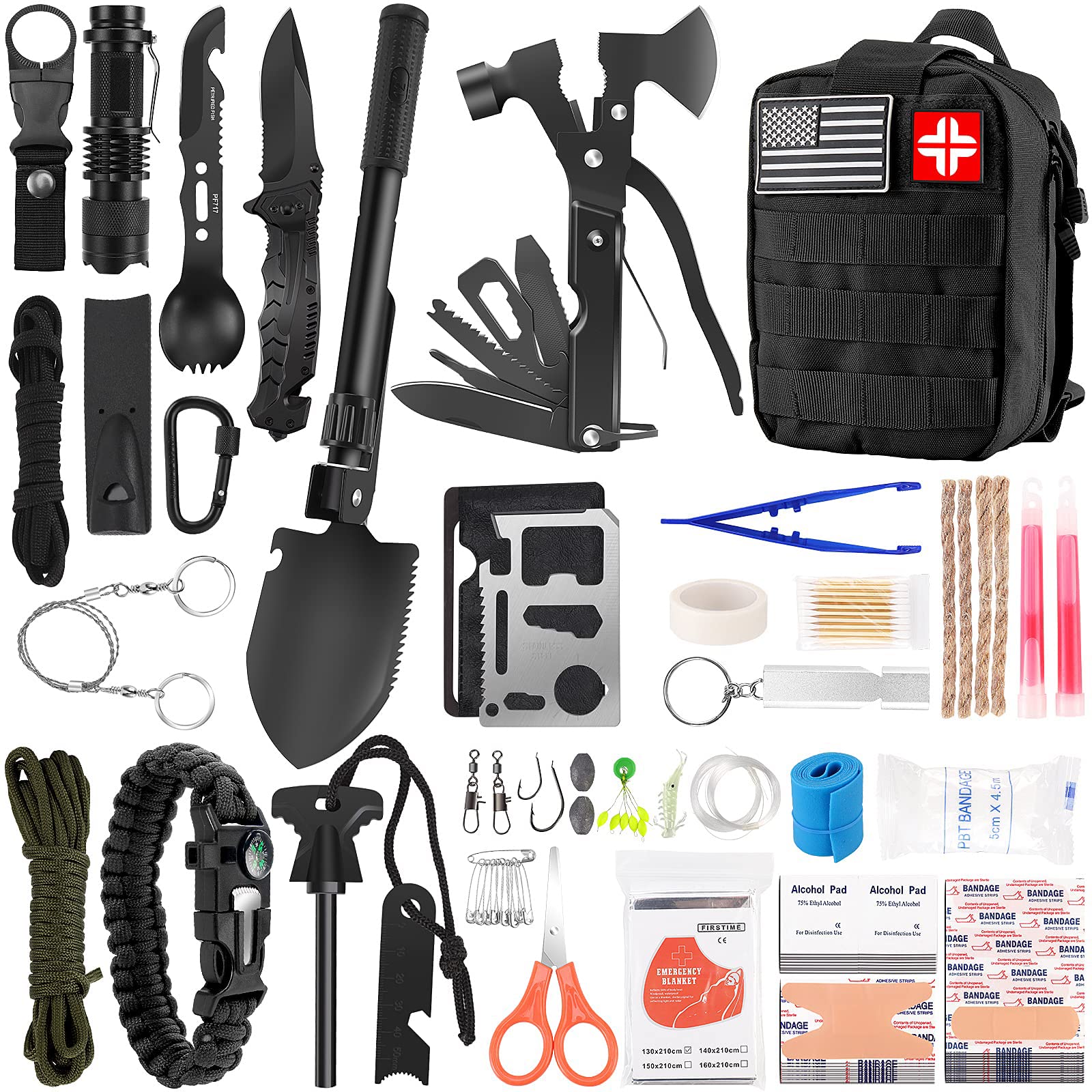 LUXMOM 142-Pcs Emergency Survival & First Aid Kit