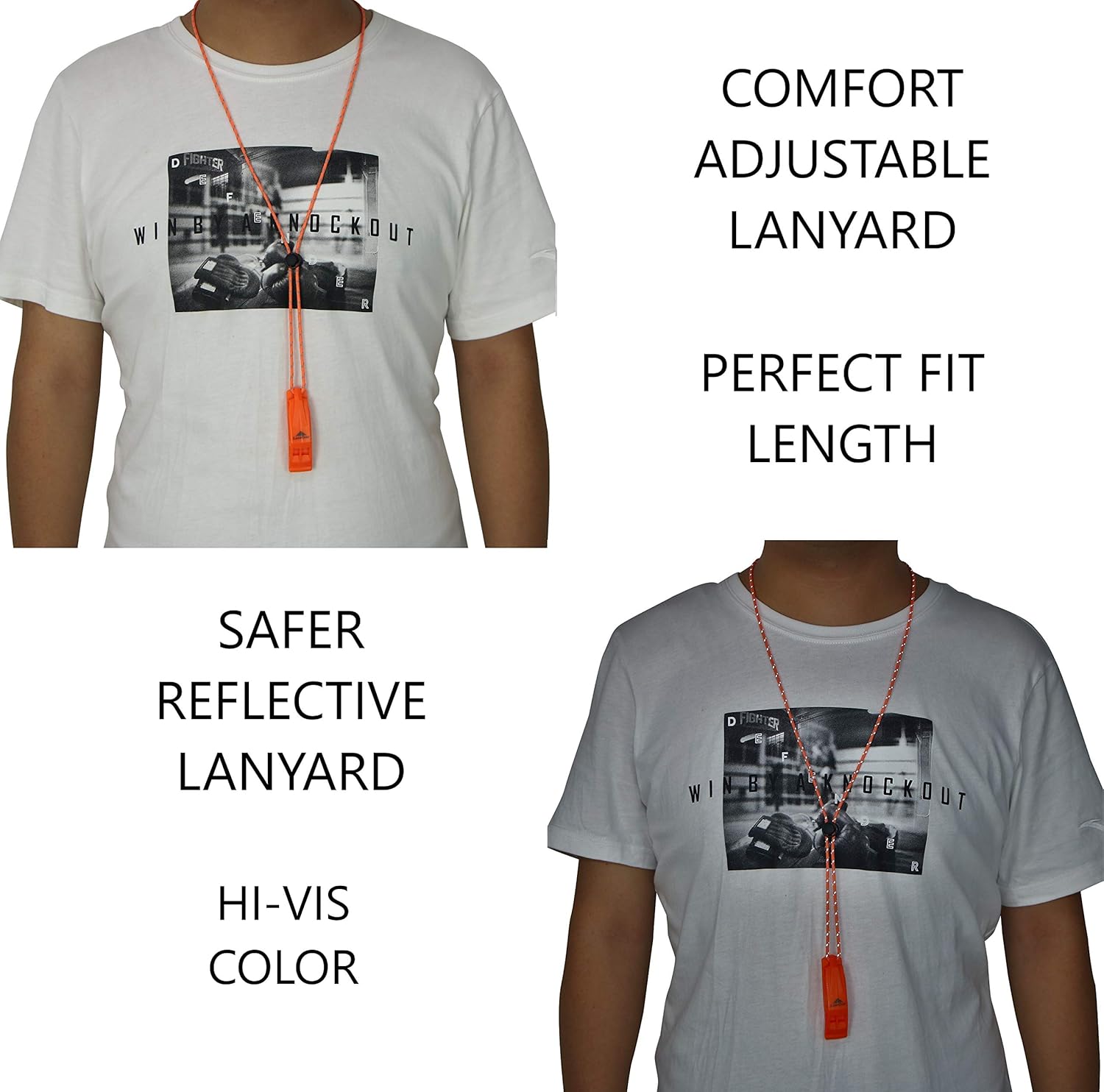 LuxoGear 2-Pack Emergency Safety Whistles w/ Lanyard view 3