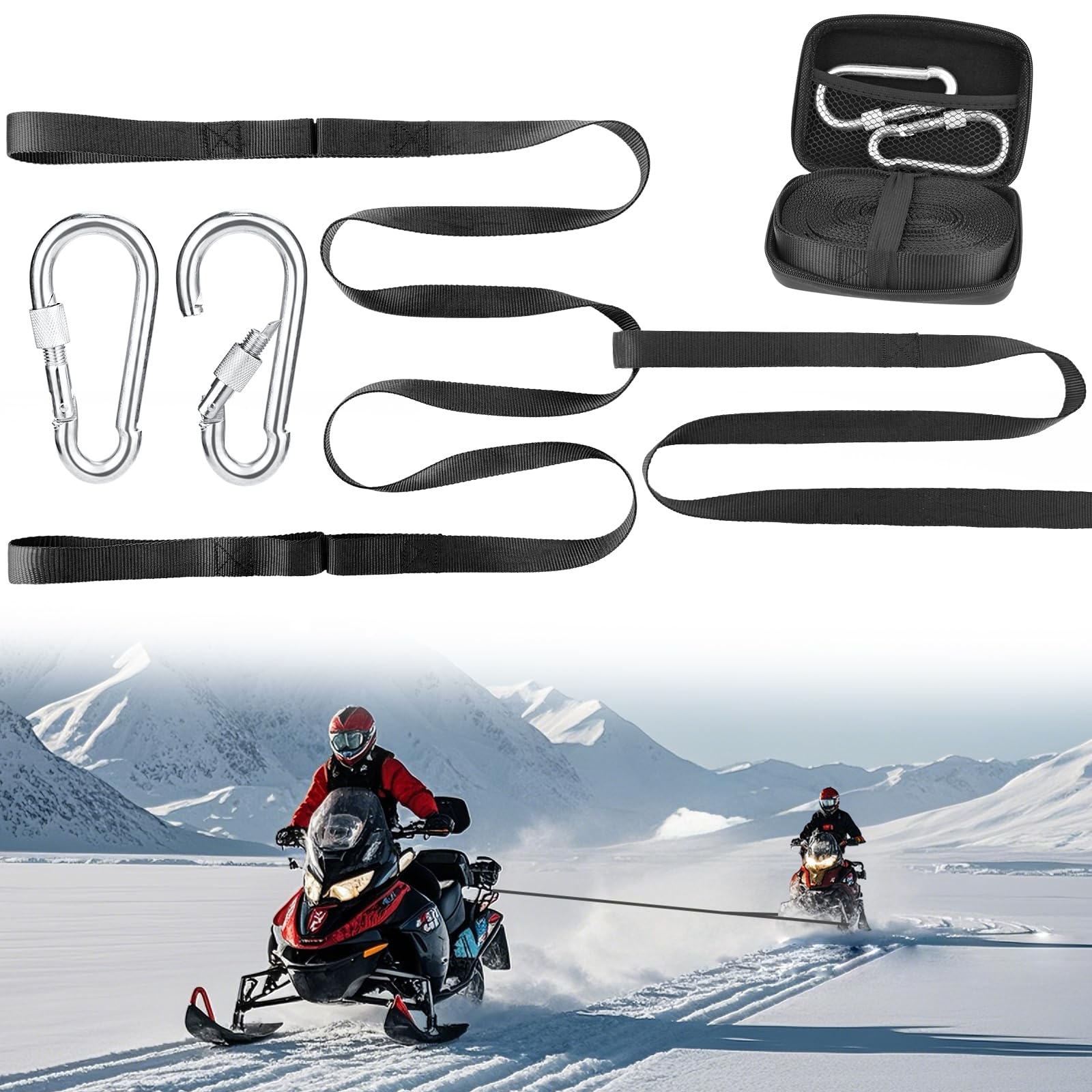 Mellbree 19ft Heavy-Duty Tow Strap for Snowmobile, ATV