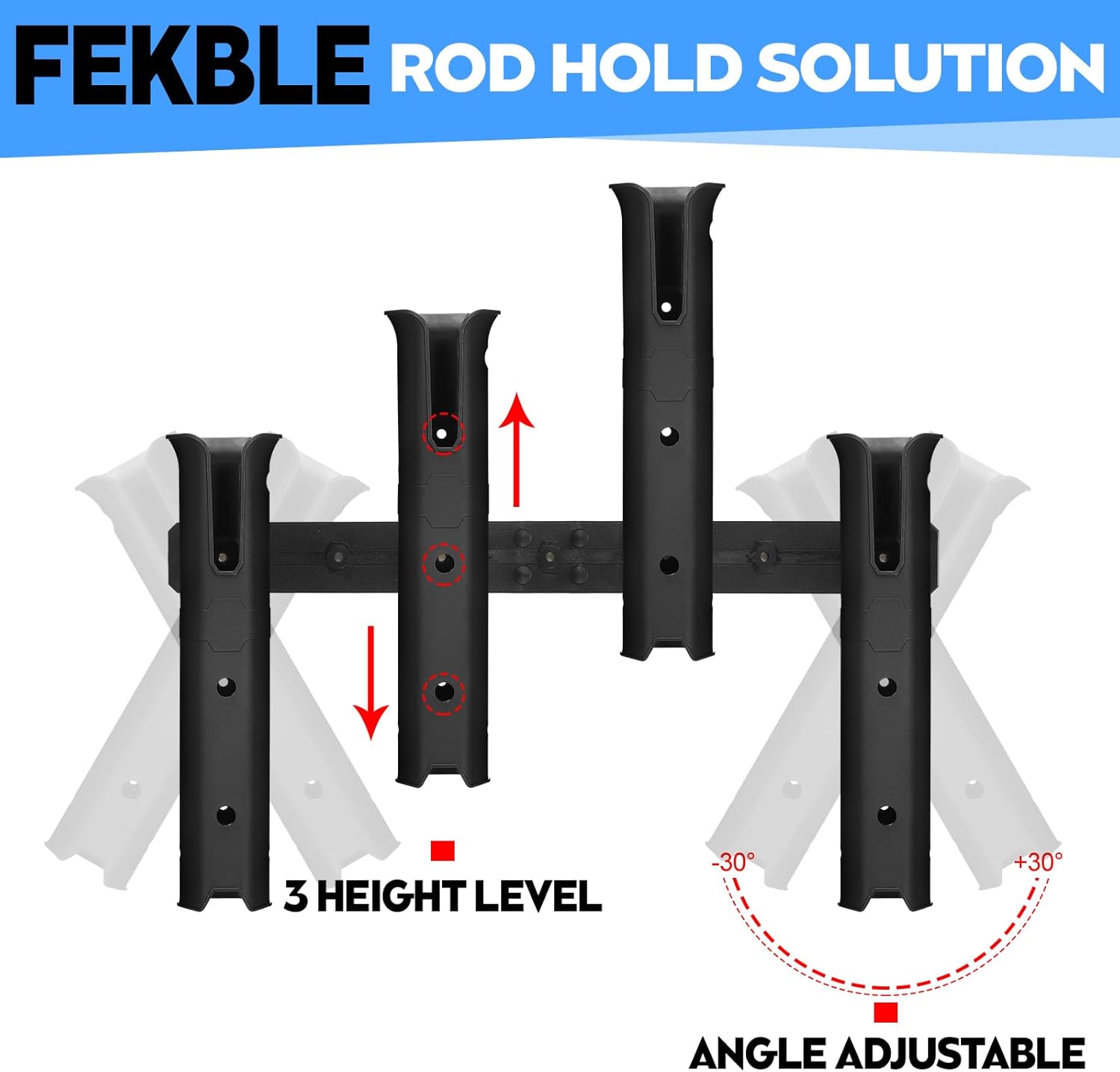 Motionchic Adjustable 4-Tube Fishing Rod Holder view 2