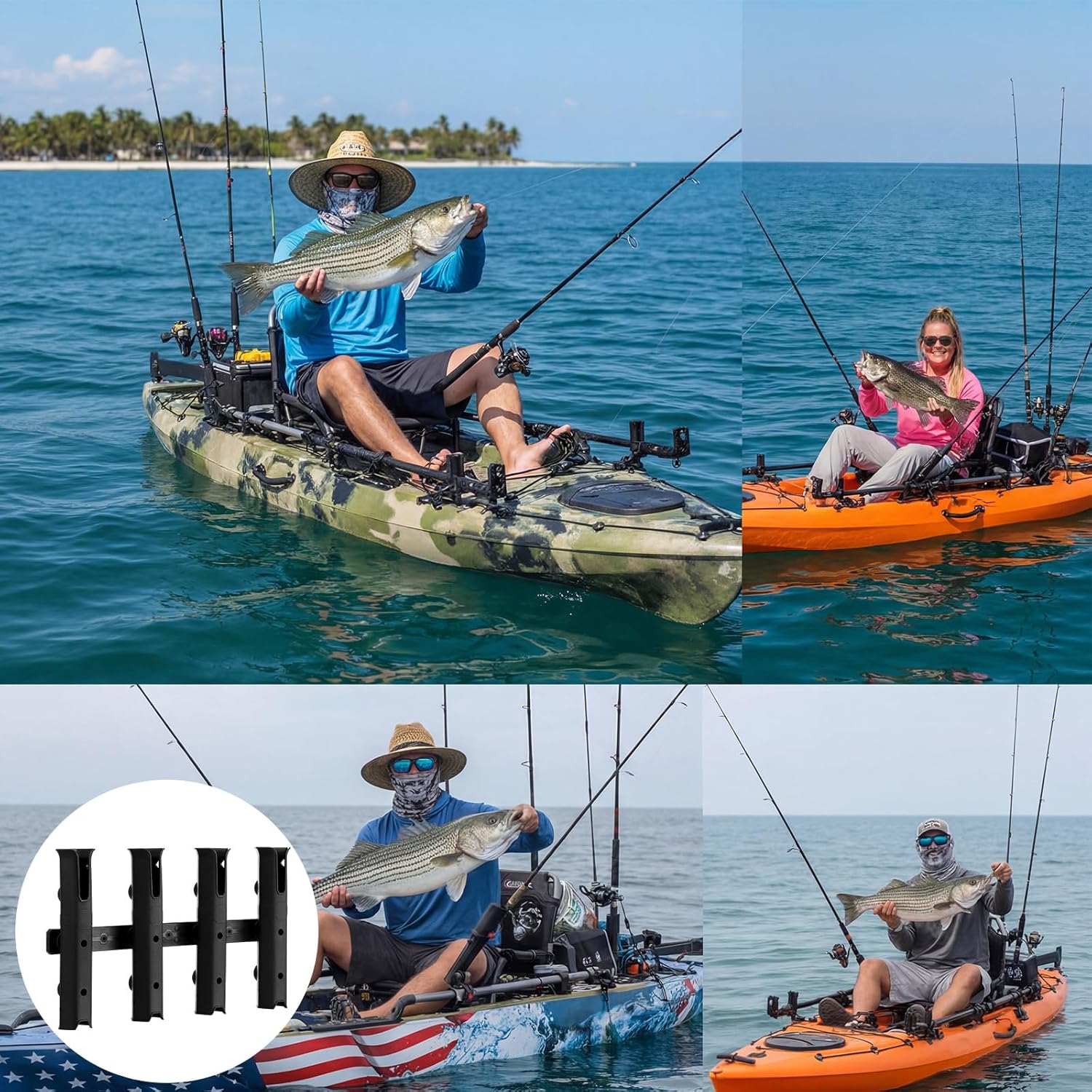 Motionchic Adjustable 4-Tube Fishing Rod Holder view 5