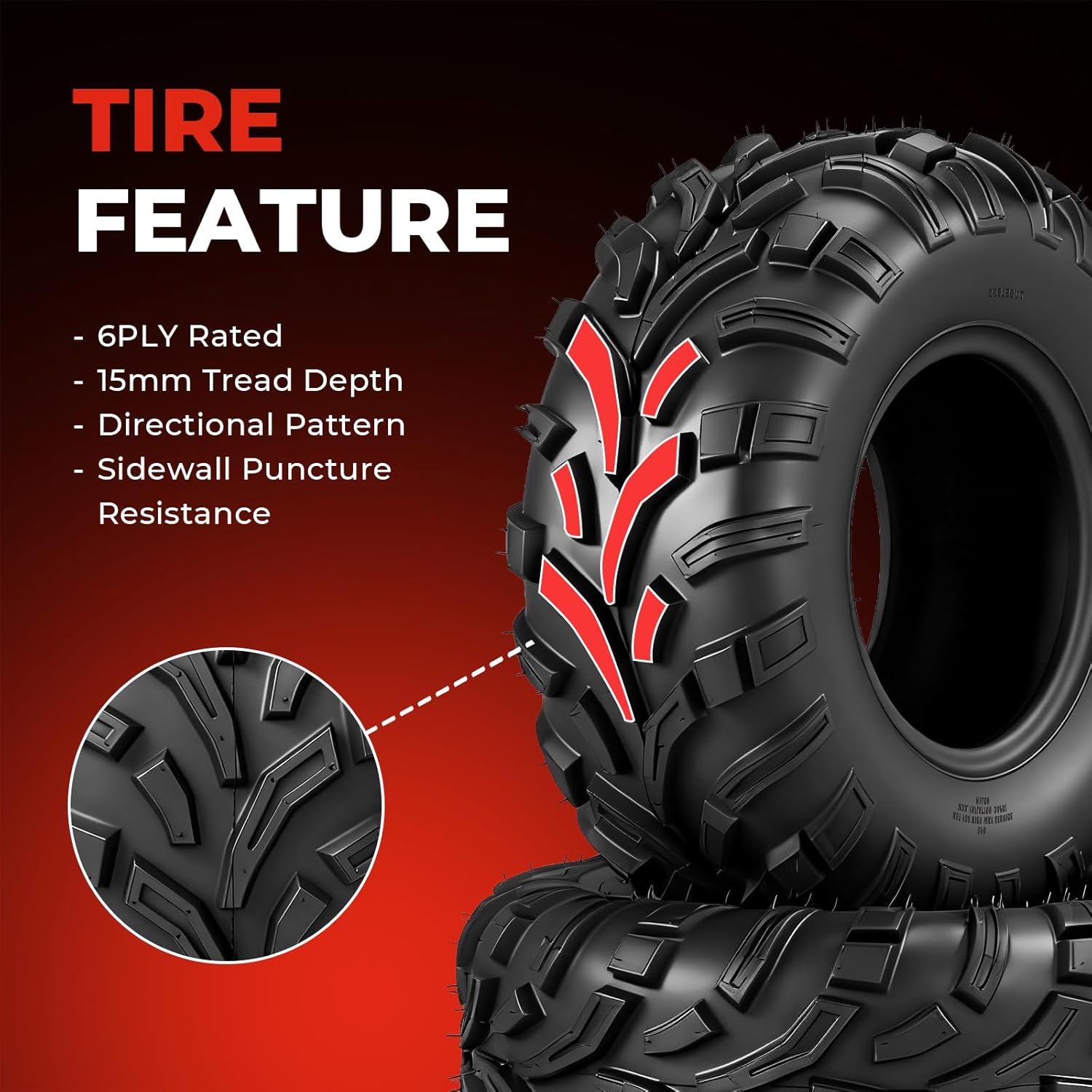 MOTOOS ATV/UTV All-Terrain Mud Tires 25x11-12 (Set of 2) view 3