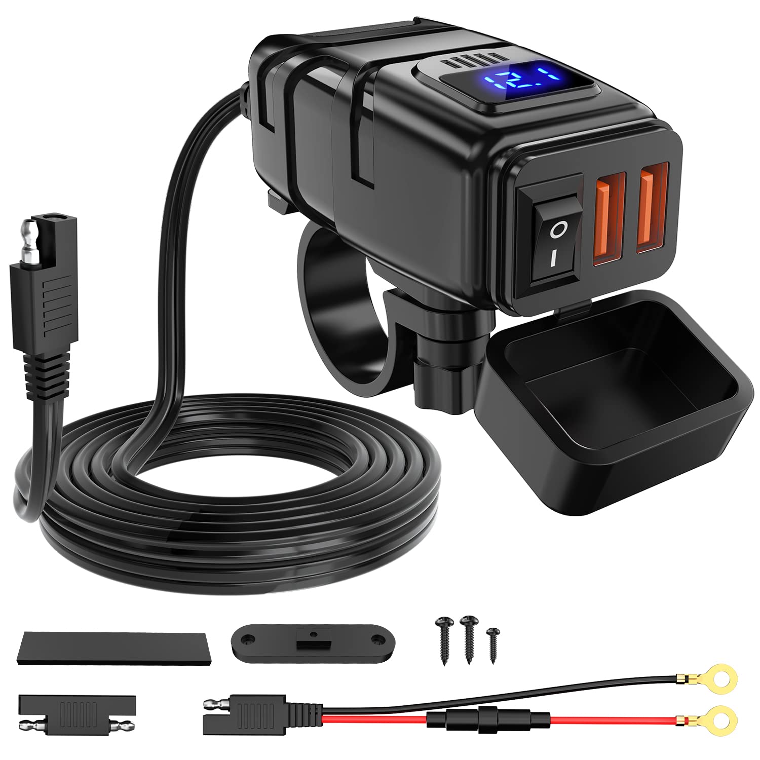 Nilight Motorcycle/ATV USB Charger & Voltmeter