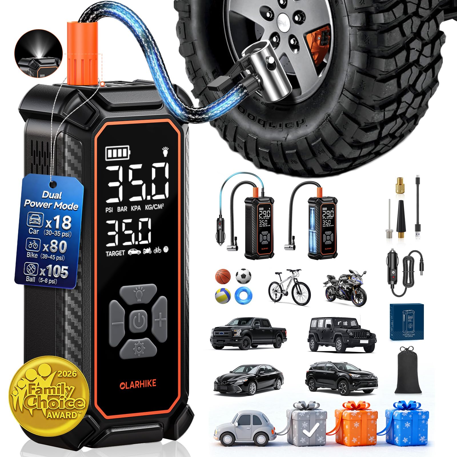 OlarHike 150PSI Cordless Portable Tire Inflator