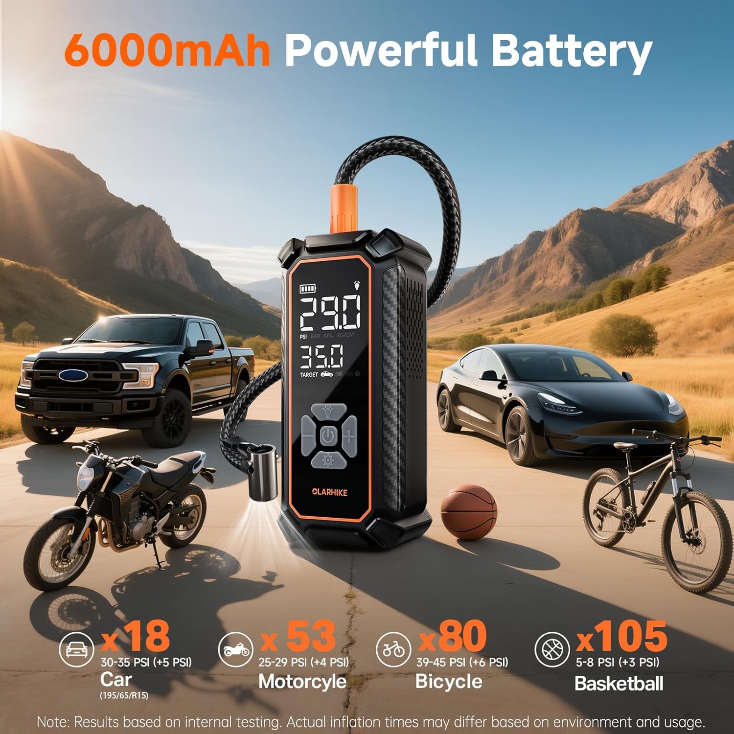 OlarHike 150PSI Cordless Portable Tire Inflator view 3