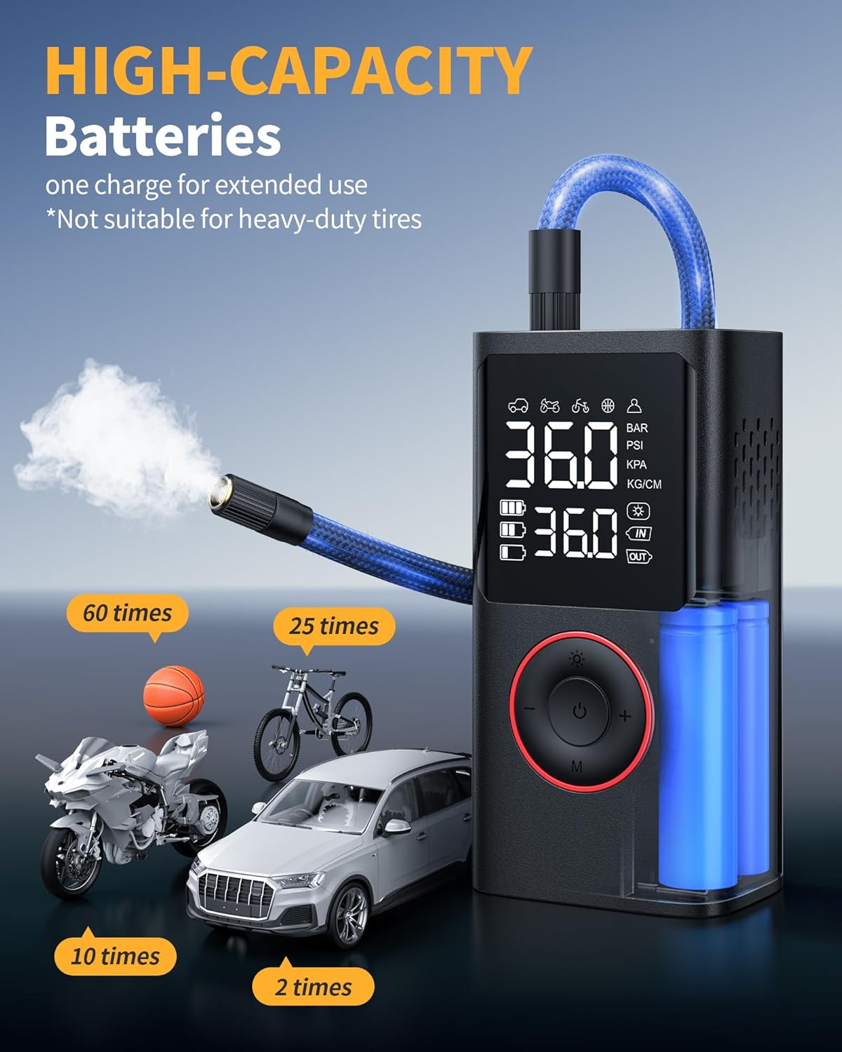 Powools Portable Cordless 150 PSI Tire Inflator view 2
