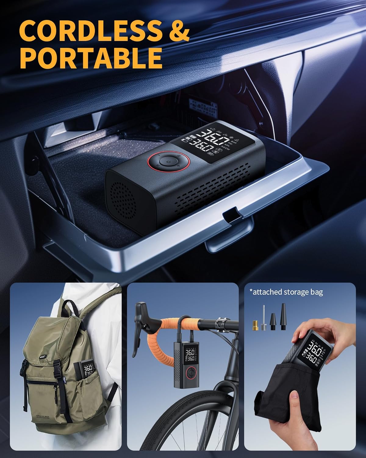 Powools Portable Cordless 150 PSI Tire Inflator view 4