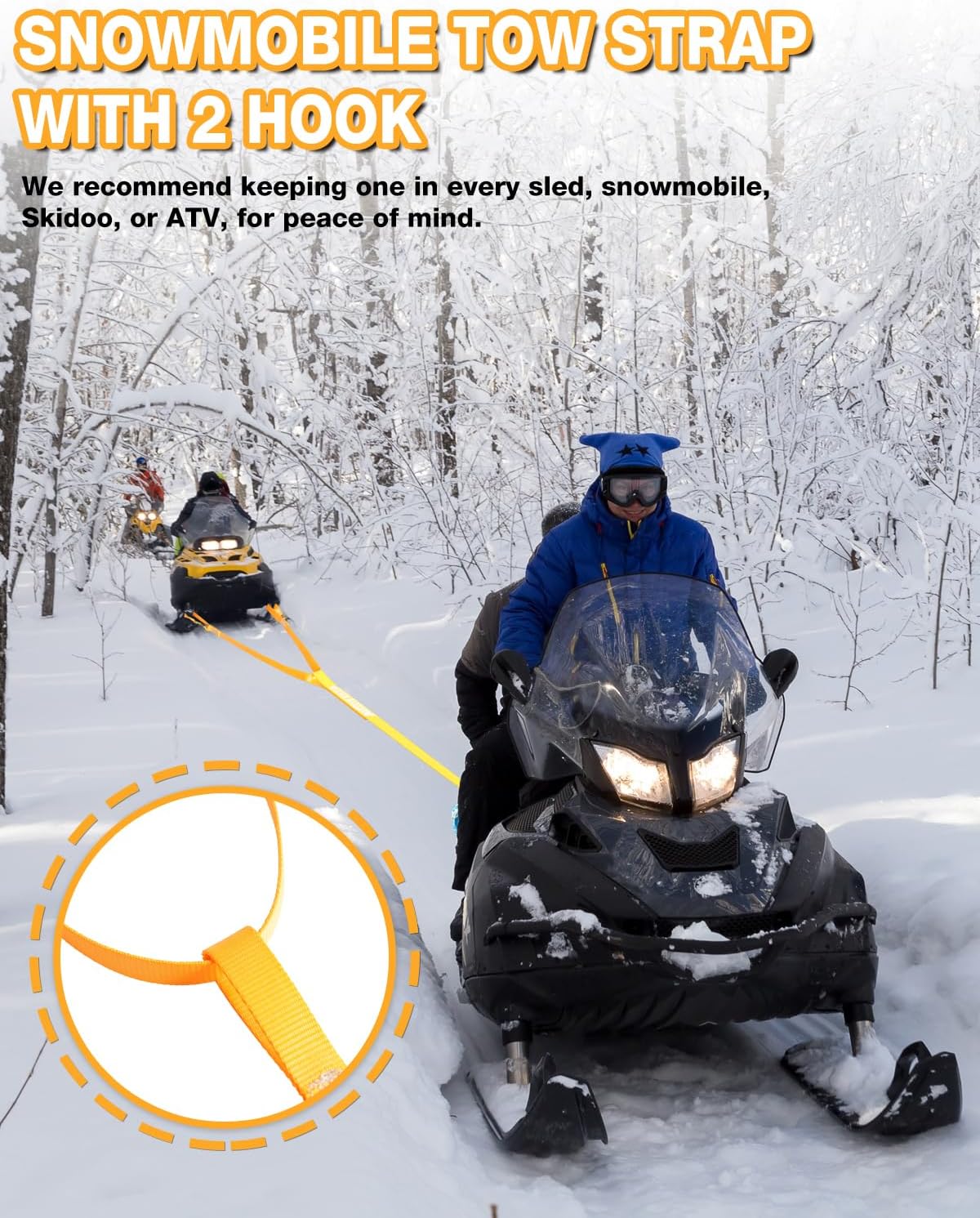 sumpluct Extra Long Snowmobile & ATV Tow Straps view 2