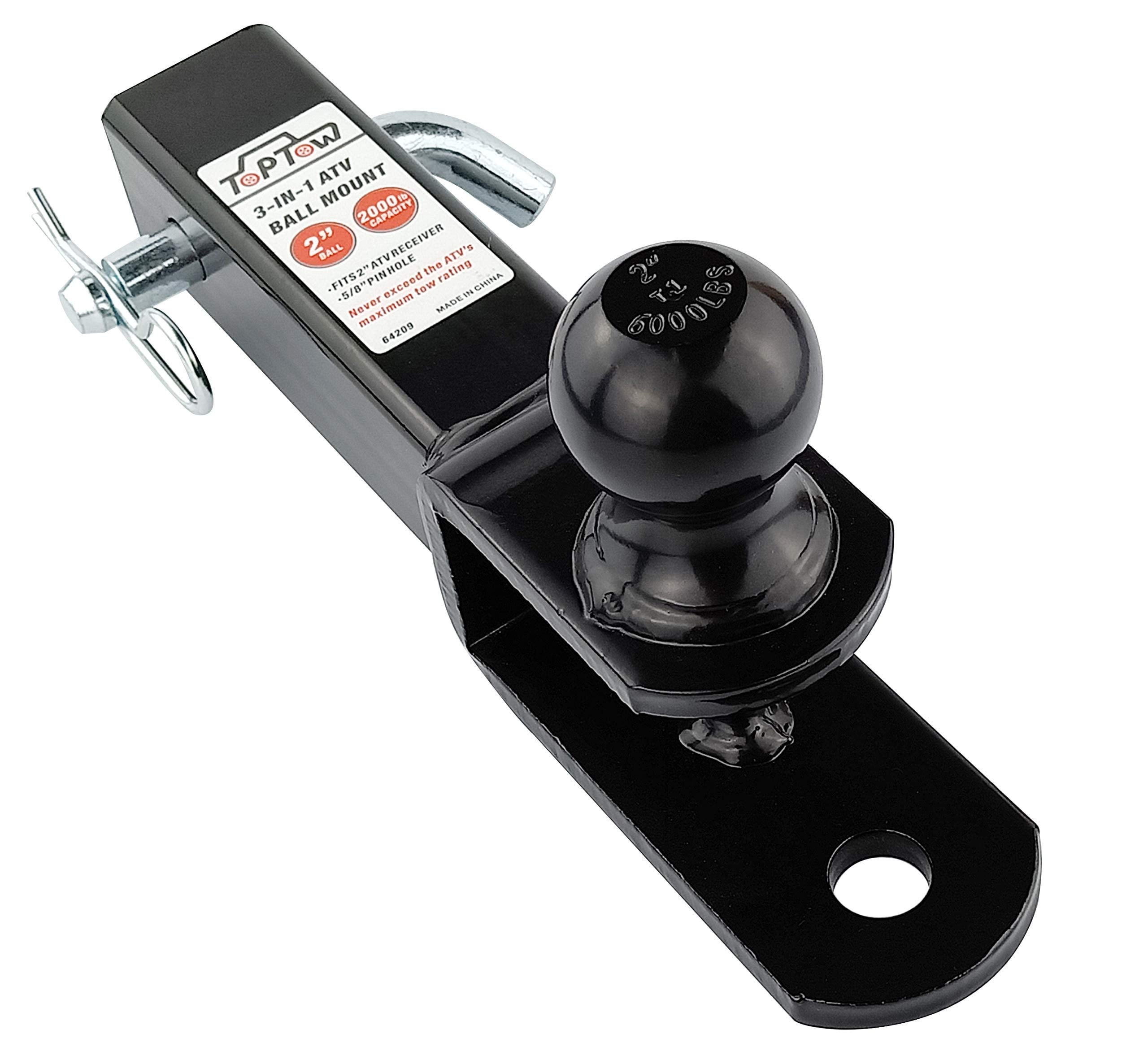 TOPTOW ATV/UTV Trailer Hitch Ball Mount with Clevis Pin