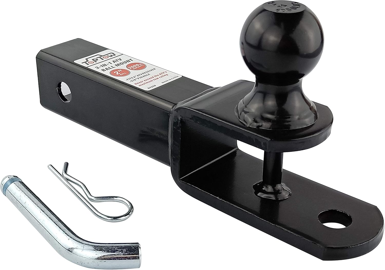 TOPTOW ATV/UTV Trailer Hitch Ball Mount with Clevis Pin - 2