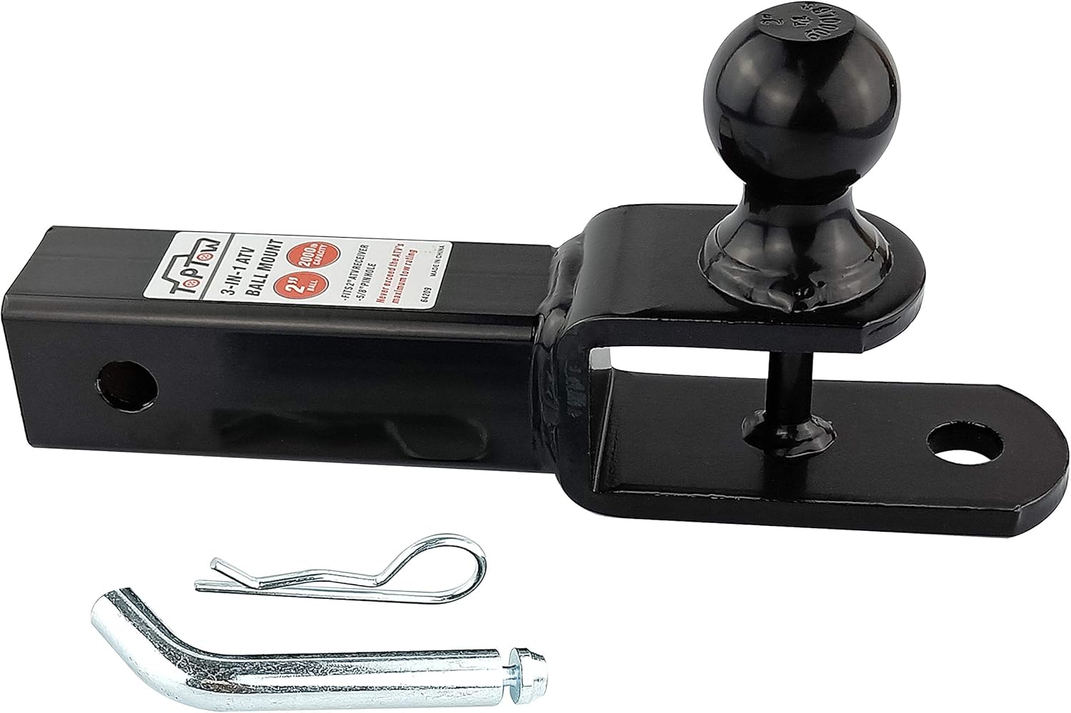 TOPTOW ATV/UTV Trailer Hitch Ball Mount with Clevis Pin - 3