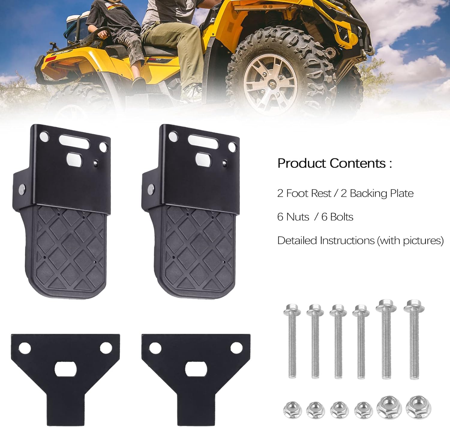 Xislet Universal Metal ATV Rear Passenger Foot Rests view 3