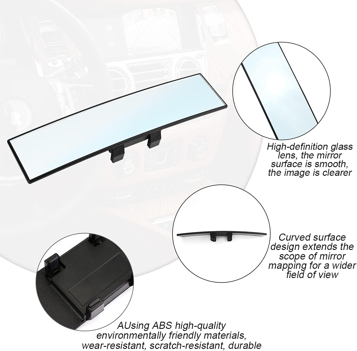 8sanlione Universal Panoramic Rearview Mirror view 2