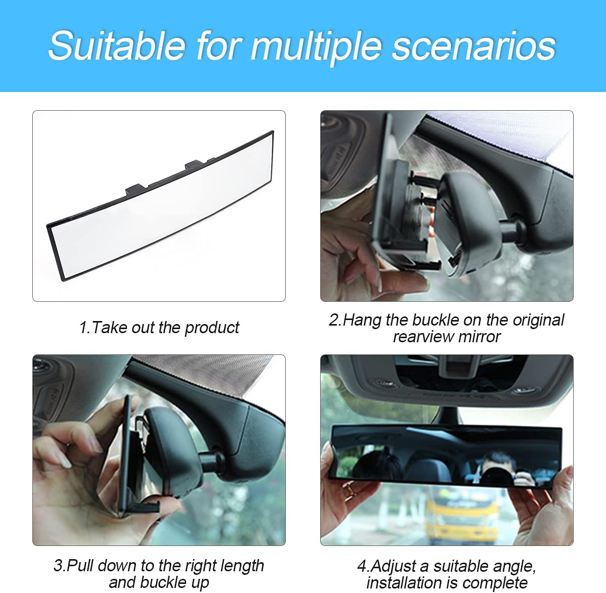 8sanlione Universal Panoramic Rearview Mirror view 4