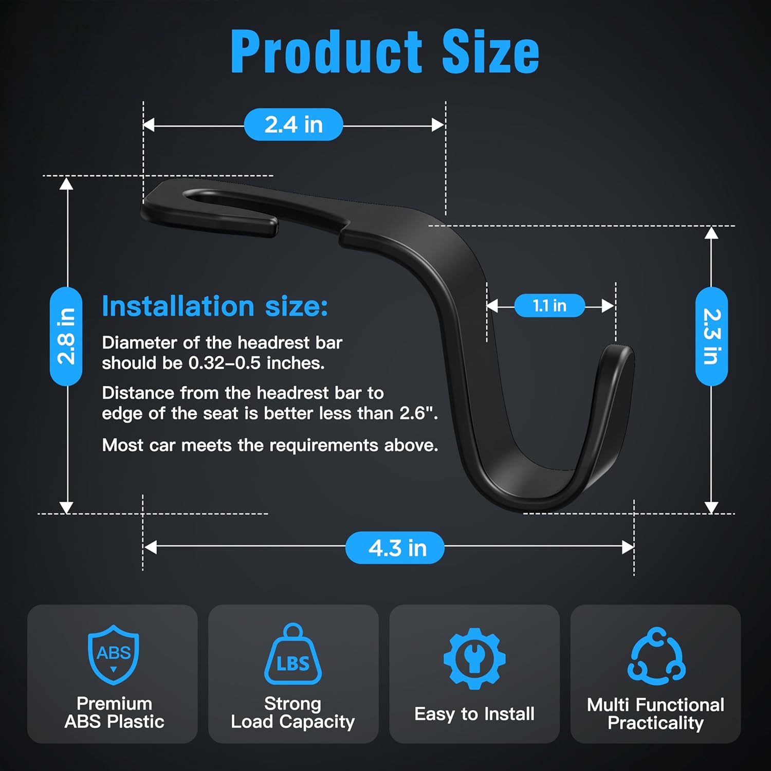 Amooca Car Headrest Hooks for Bag Storage - 5