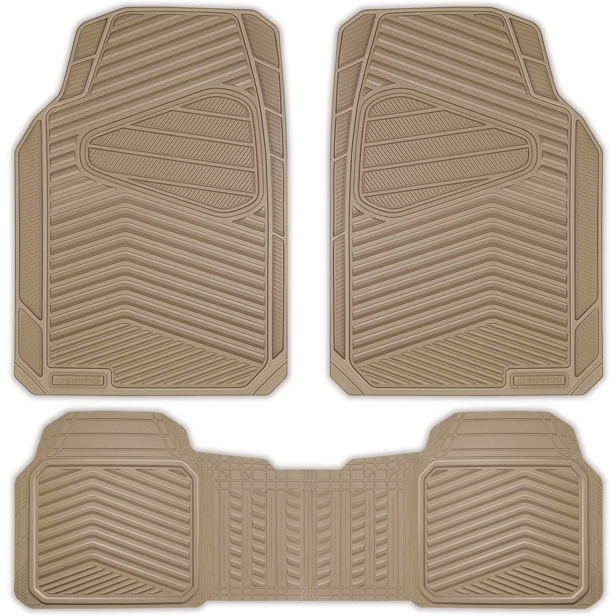 CAR PASS 3pc Tan All-Weather Rubber Car Mats