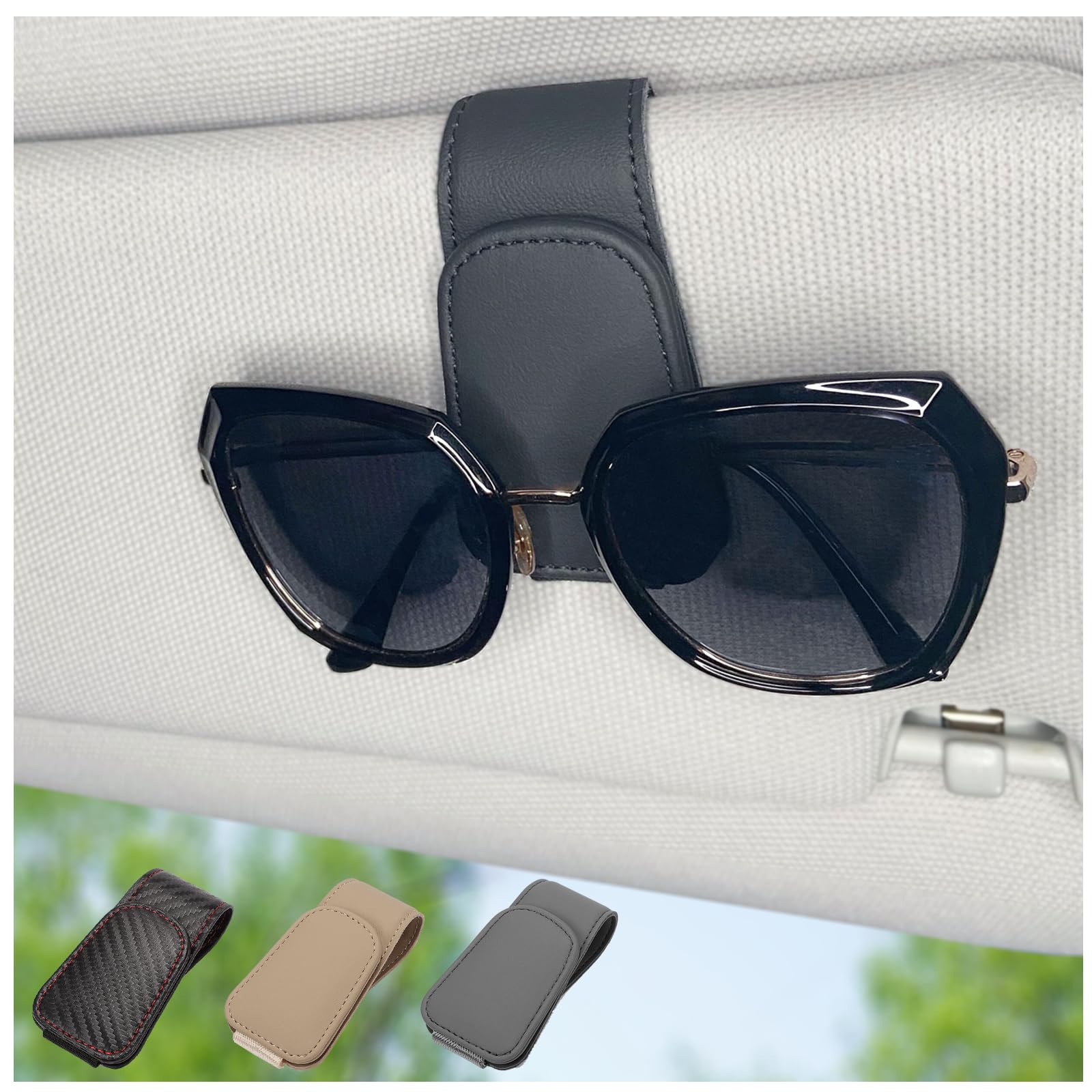CHOSMOYI Magnetic Leather Sunglass Holder