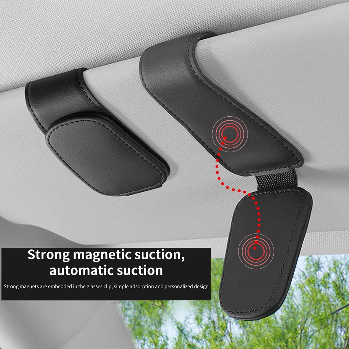 CHOSMOYI Magnetic Leather Sunglass Holder view 3