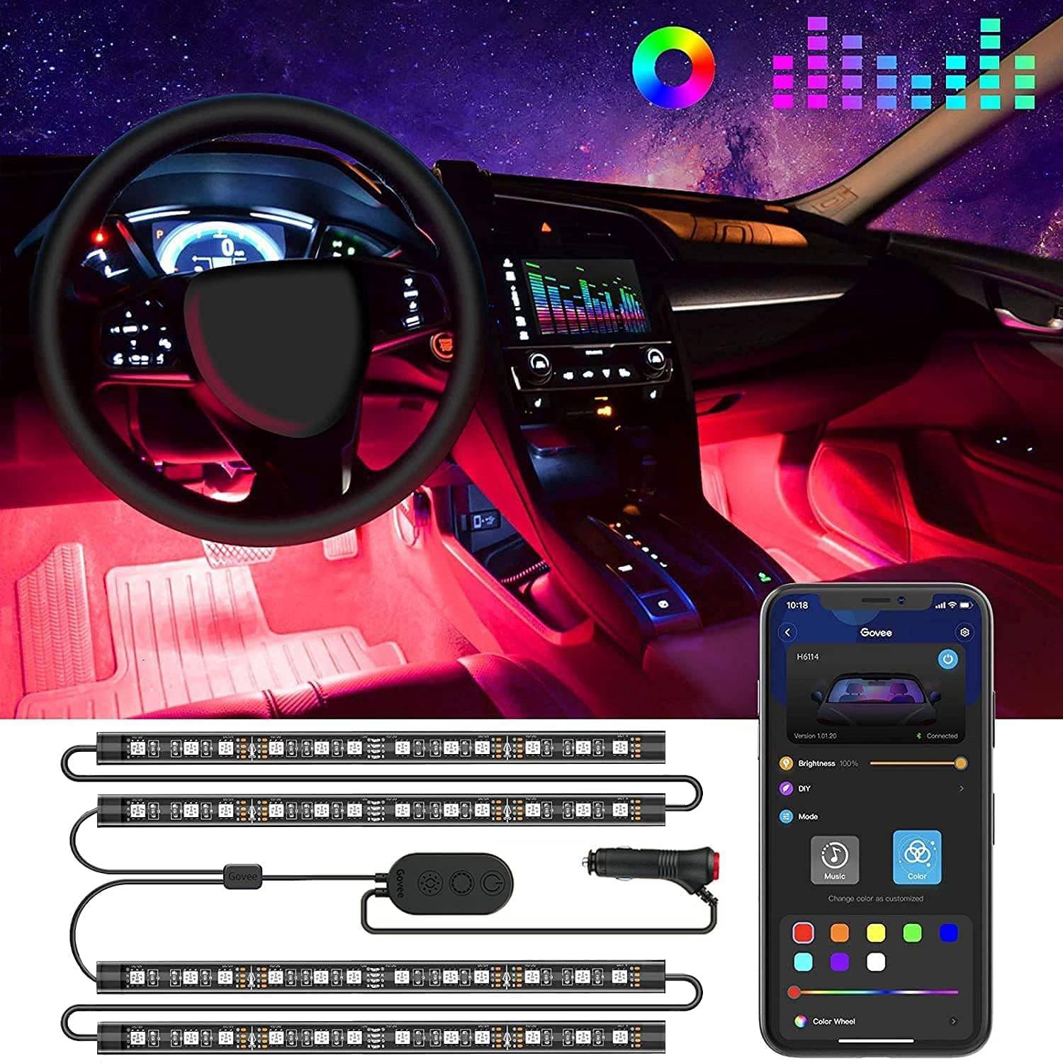 Govee Smart RGB Car Interior LED Lights w/ App