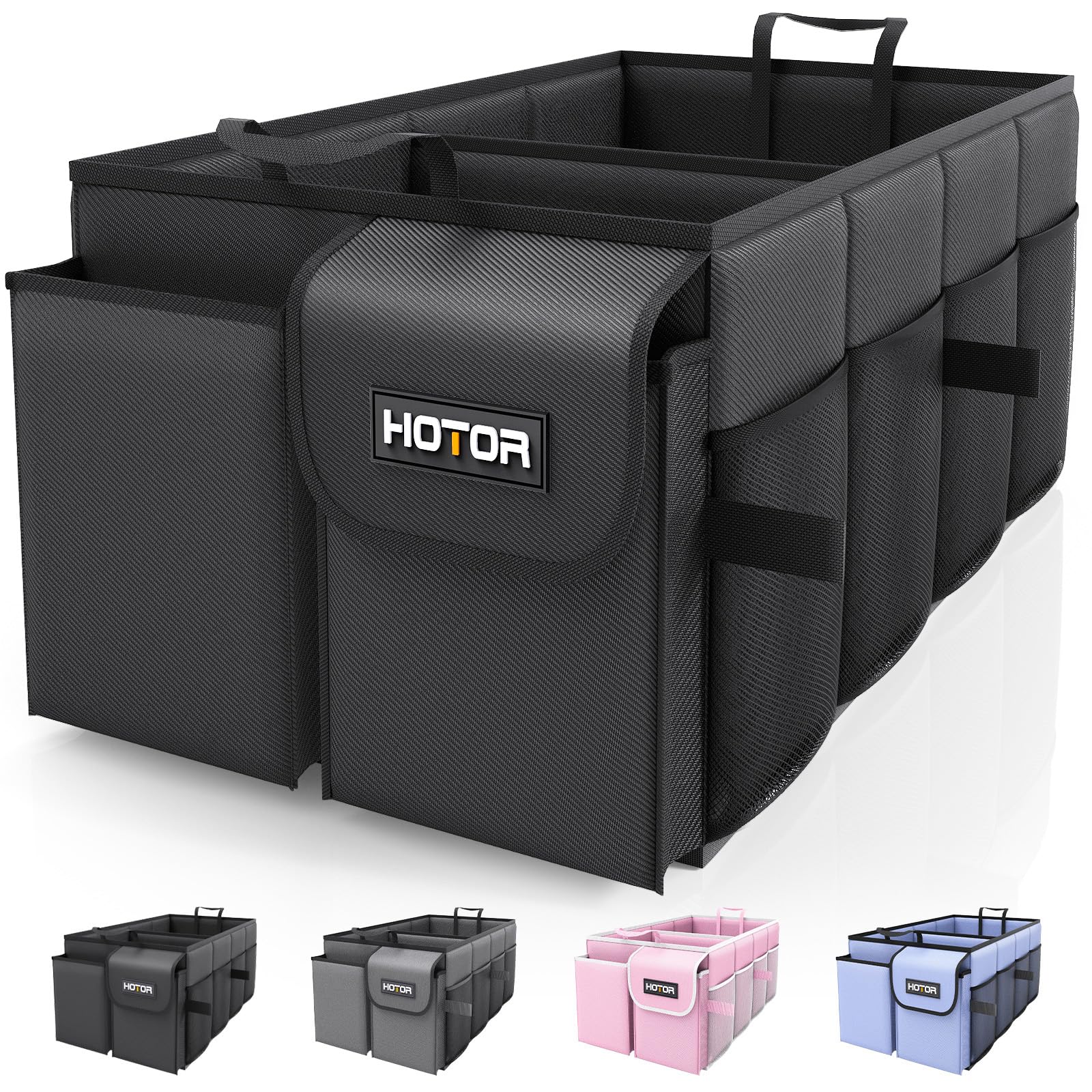 HOTOR Foldable 2-Compartment Car Trunk Organizer