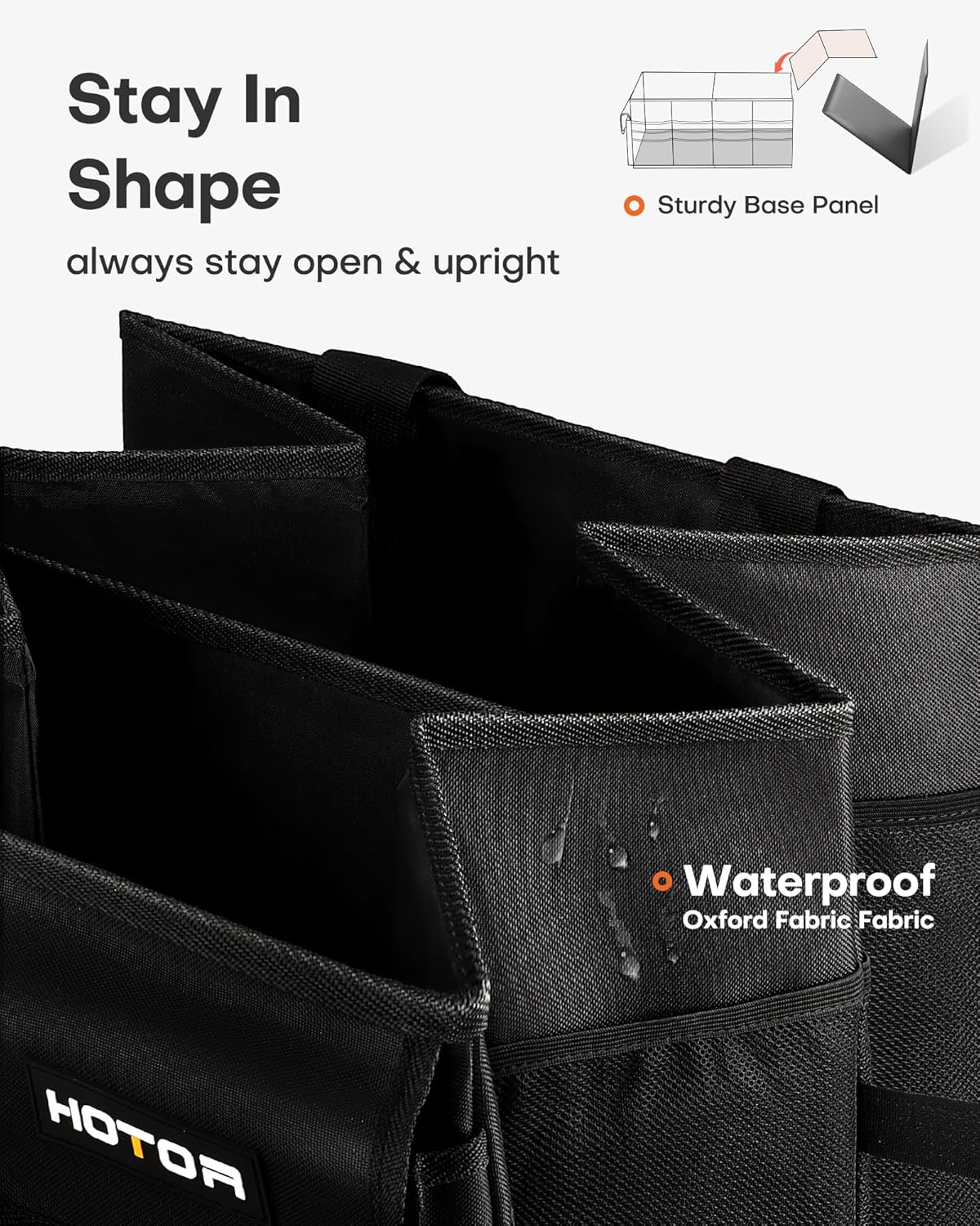 HOTOR Foldable 2-Compartment Car Trunk Organizer view 3