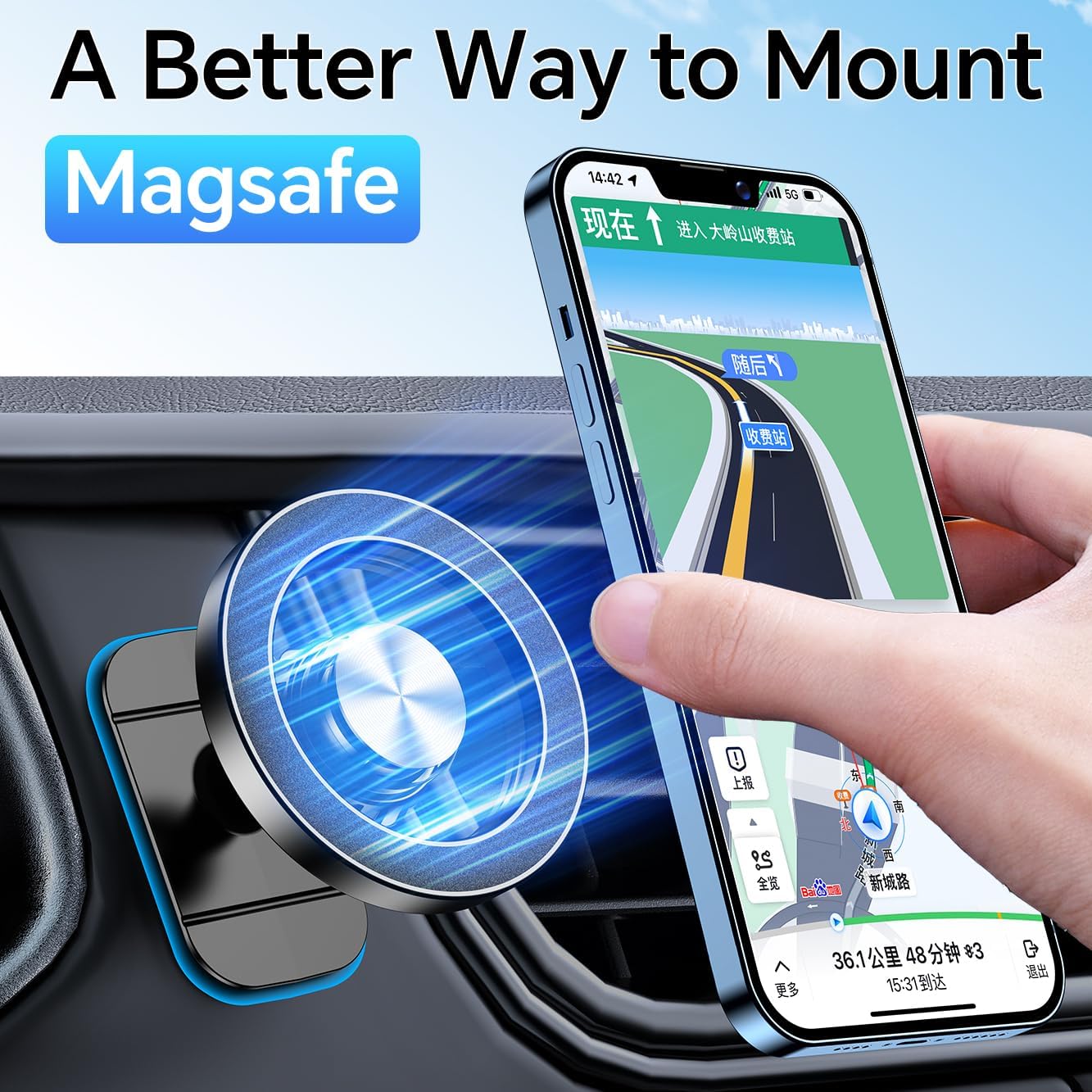 Kaistyle Magsafe Car Dash Phone Holder Black - 2