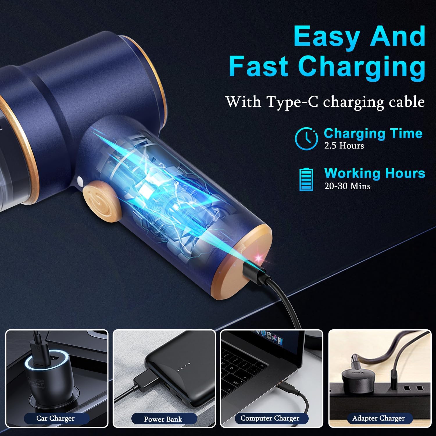 KMM Cordless Handheld Car Vacuum & Air Duster view 3