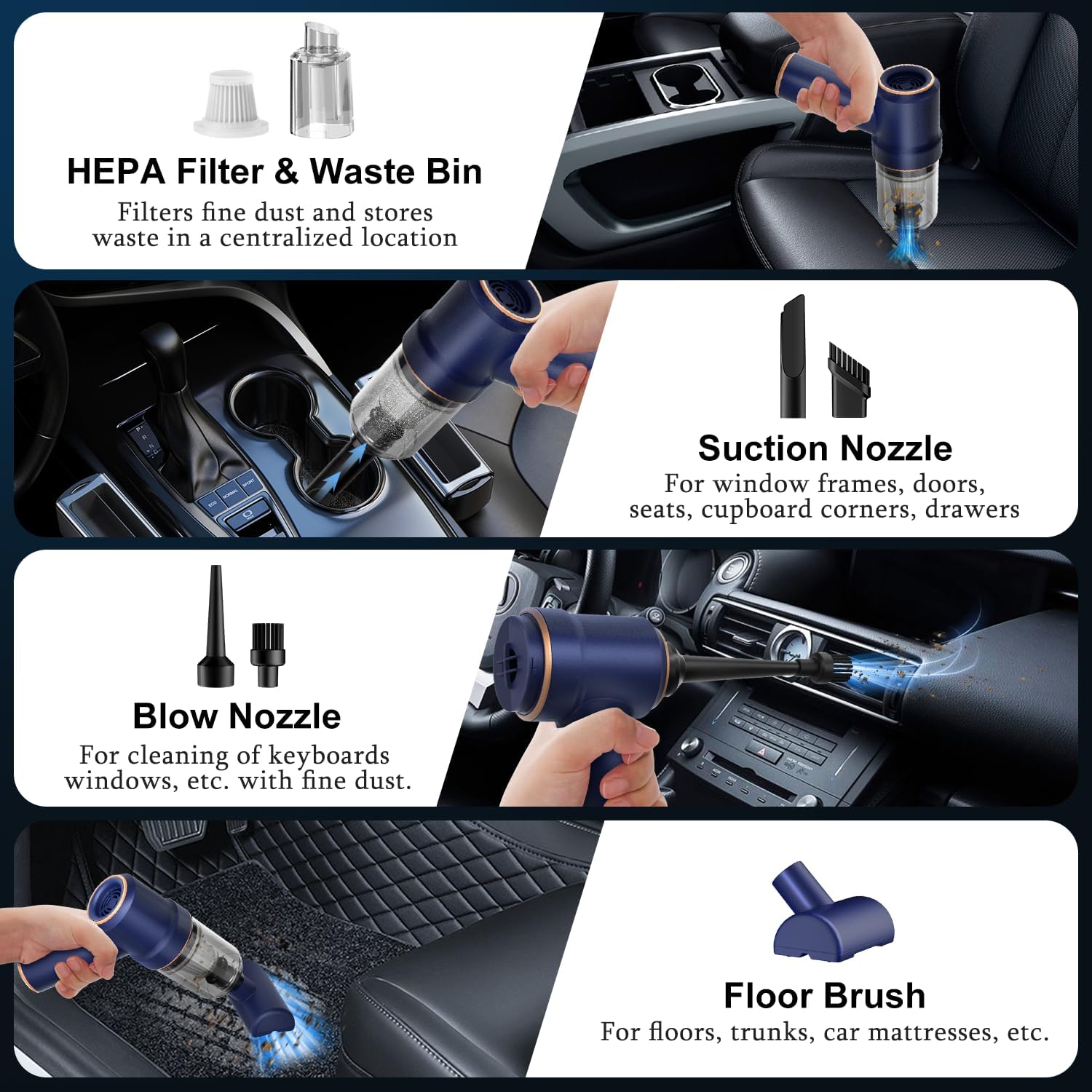 KMM Cordless Handheld Car Vacuum & Air Duster view 5