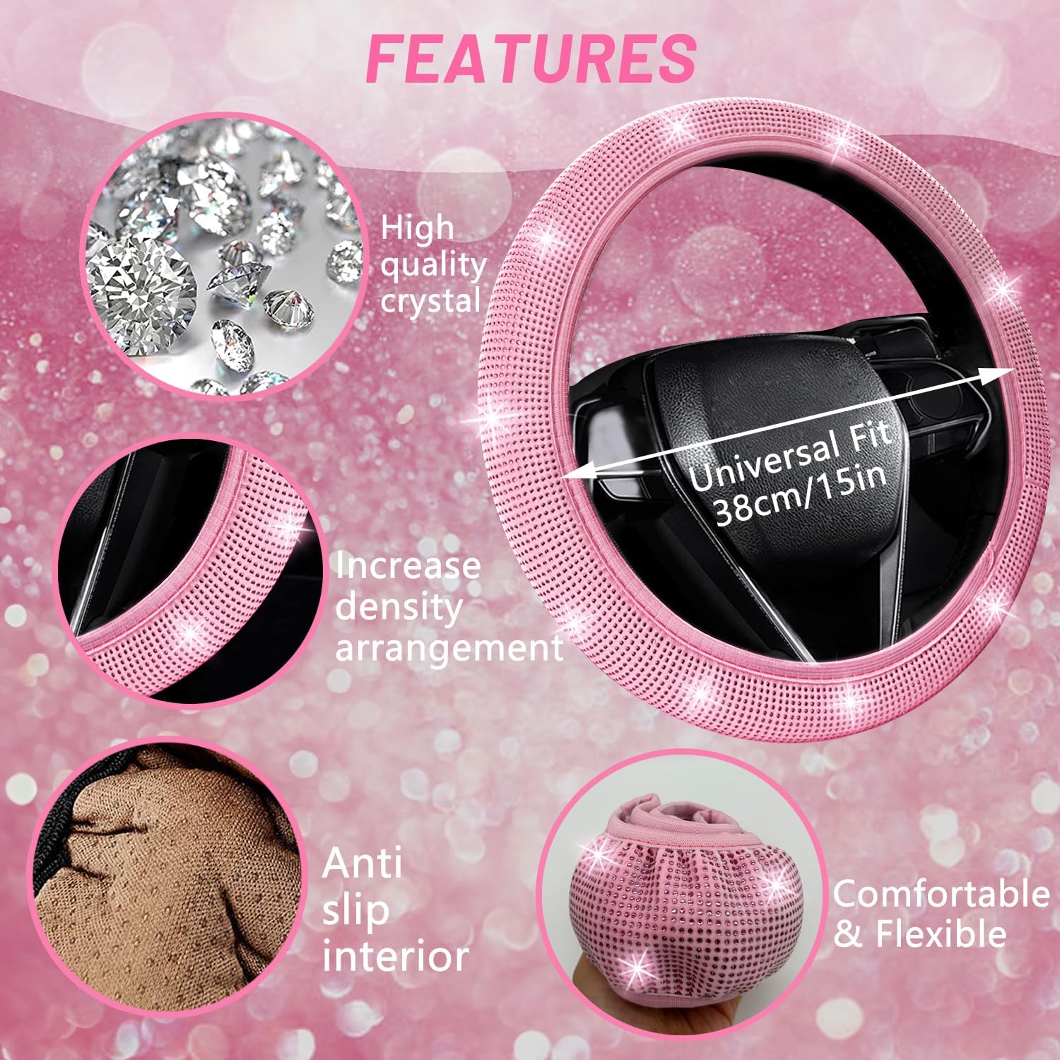 NBTEPEM Car Interior & Exterior Bling Accessory Set view 2