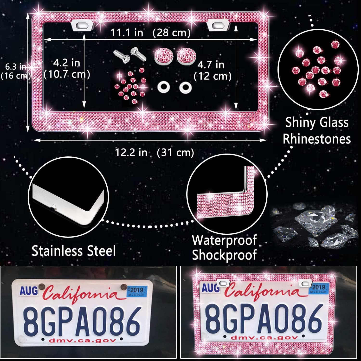 NBTEPEM Car Interior & Exterior Bling Accessory Set view 3