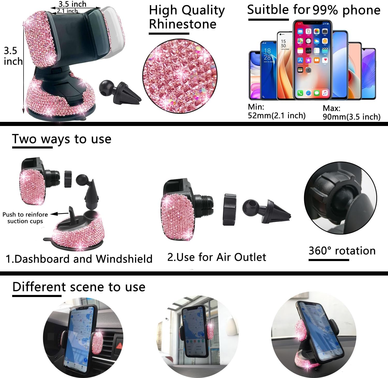 NBTEPEM Car Interior & Exterior Bling Accessory Set view 4