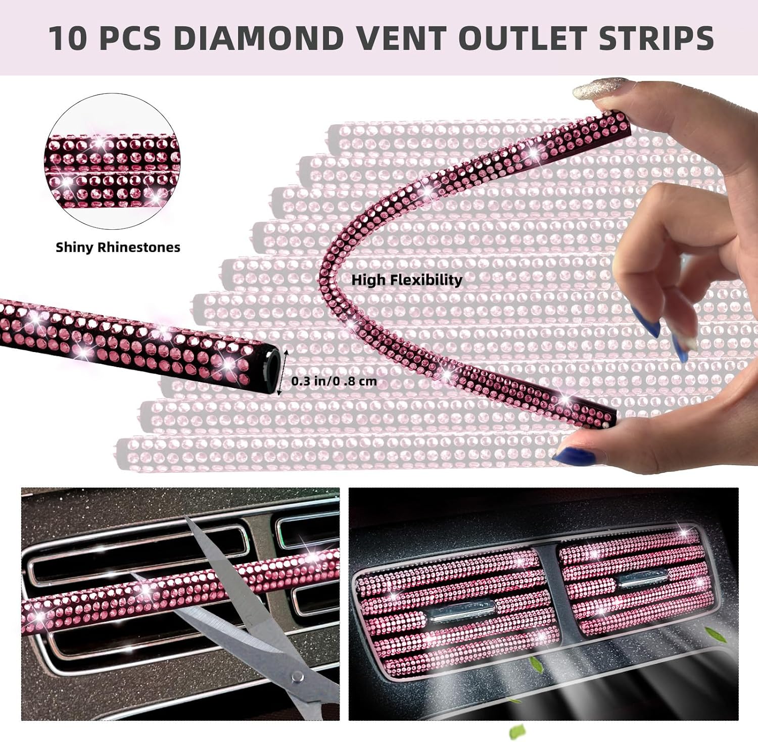 NBTEPEM Car Interior & Exterior Bling Accessory Set view 5