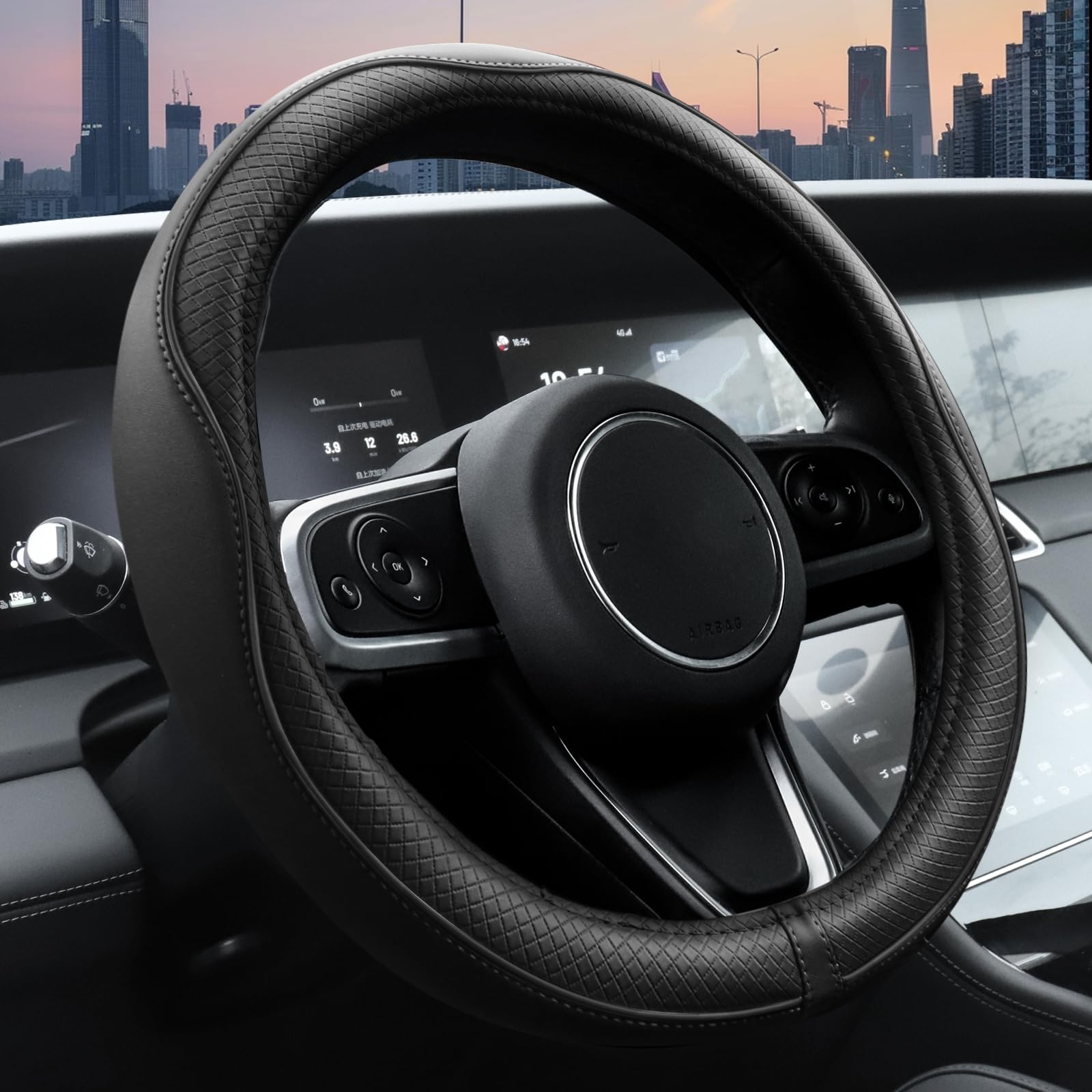 Ouzorp Universal Microfiber Leather Steering Wheel Cover