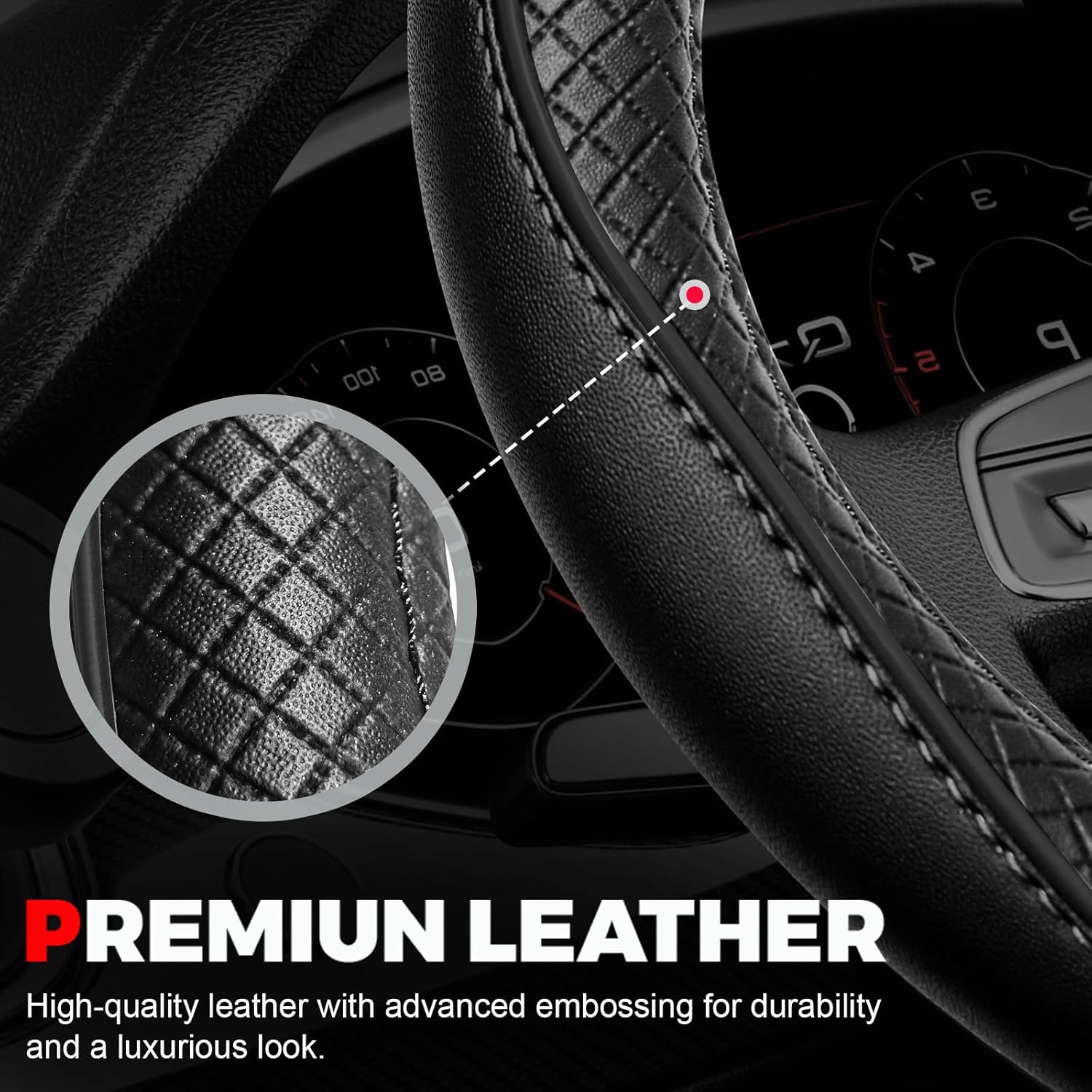 Ouzorp Universal Microfiber Leather Steering Wheel Cover view 4