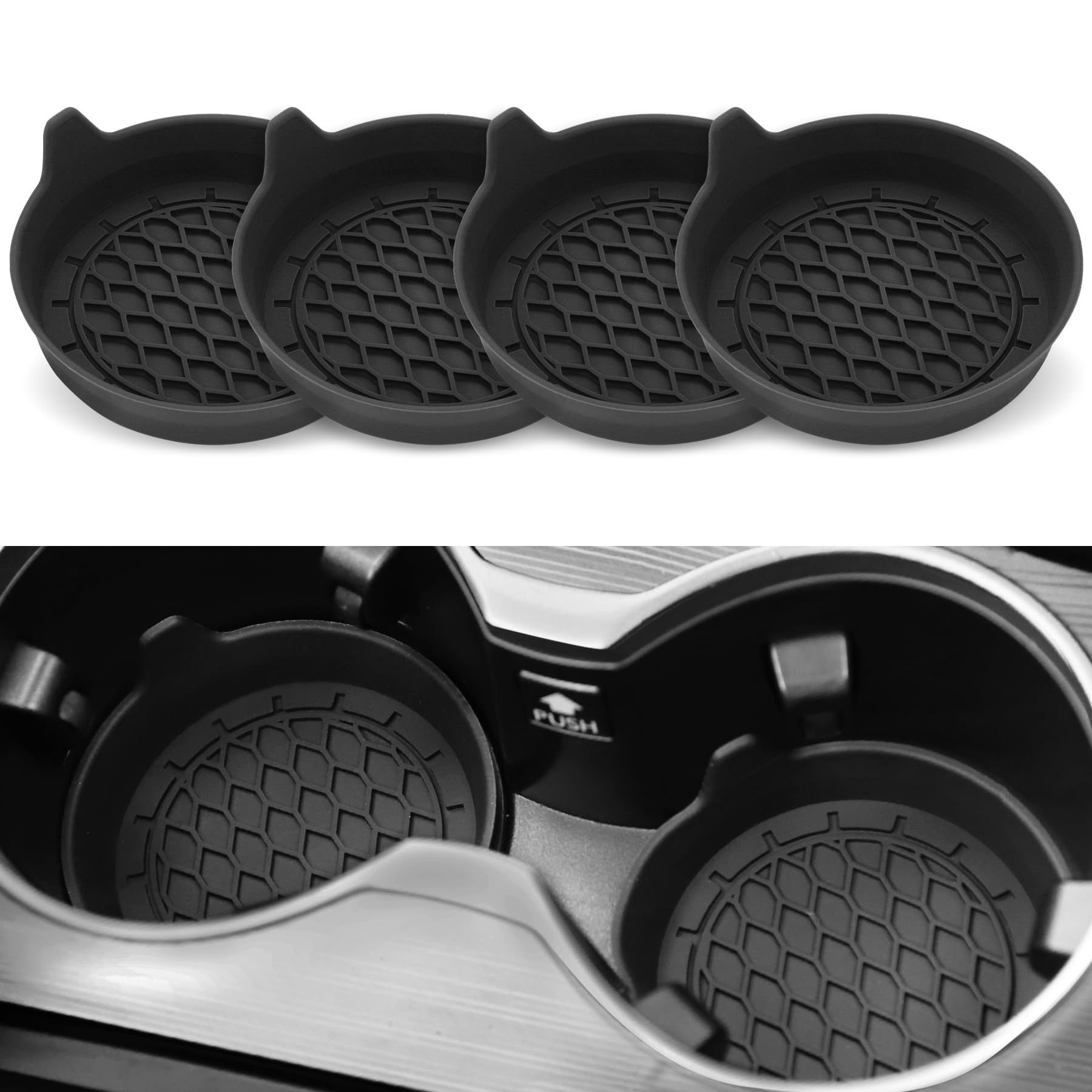 SINGARO Universal Silicone Car Cup Holder Coasters (4 Pack)