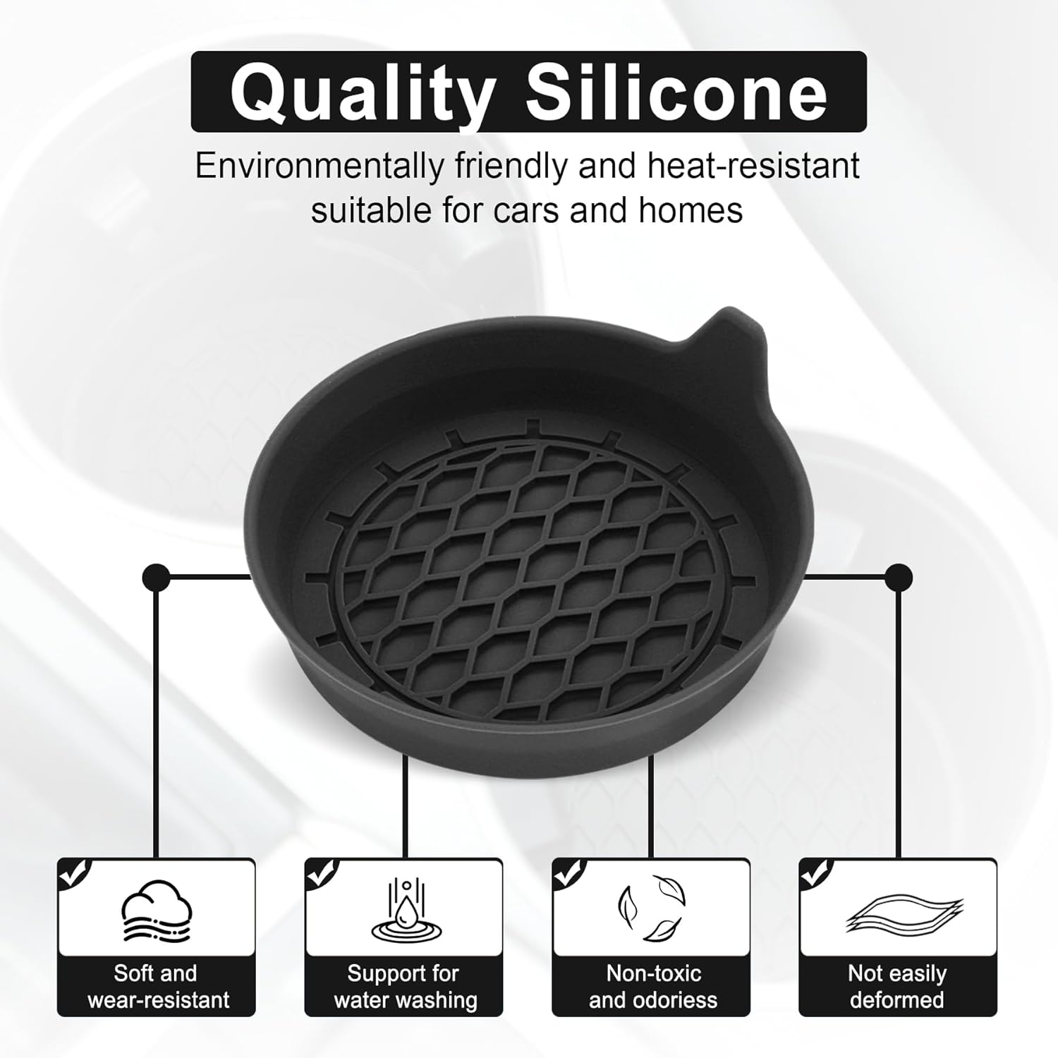 SINGARO Universal Silicone Car Cup Holder Coasters (4 Pack) view 2