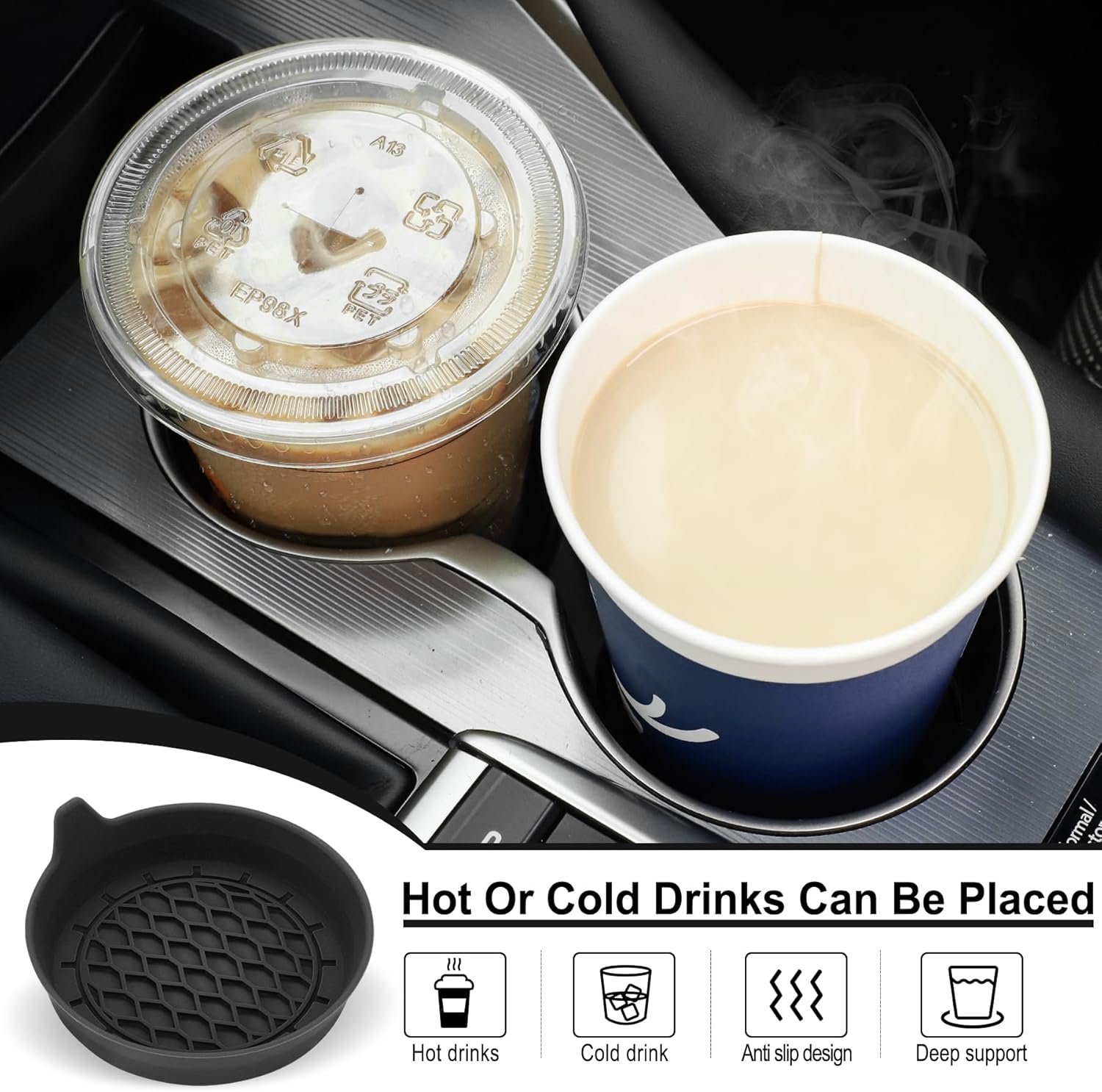SINGARO Universal Silicone Car Cup Holder Coasters (4 Pack) view 3